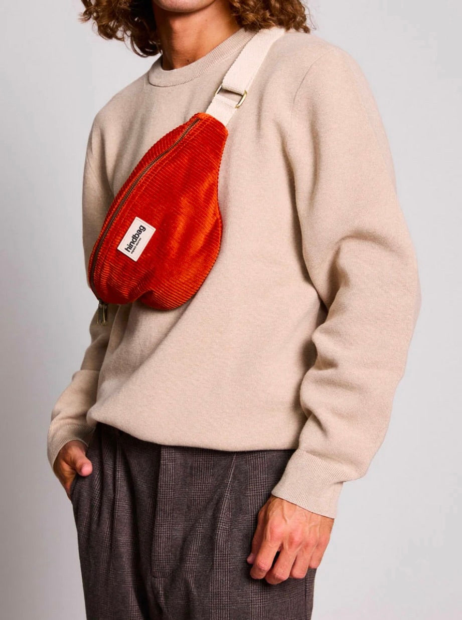 HINDBAG OLIVIA - Sac banane Velours Brique