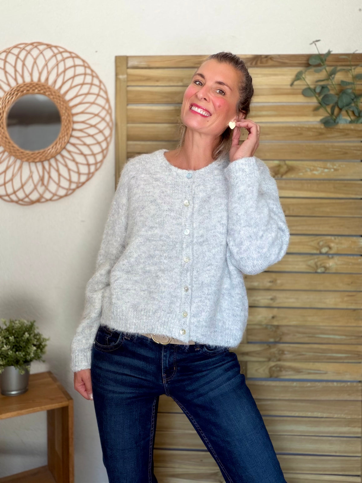 Gilet en maille MERYL - Gris chiné