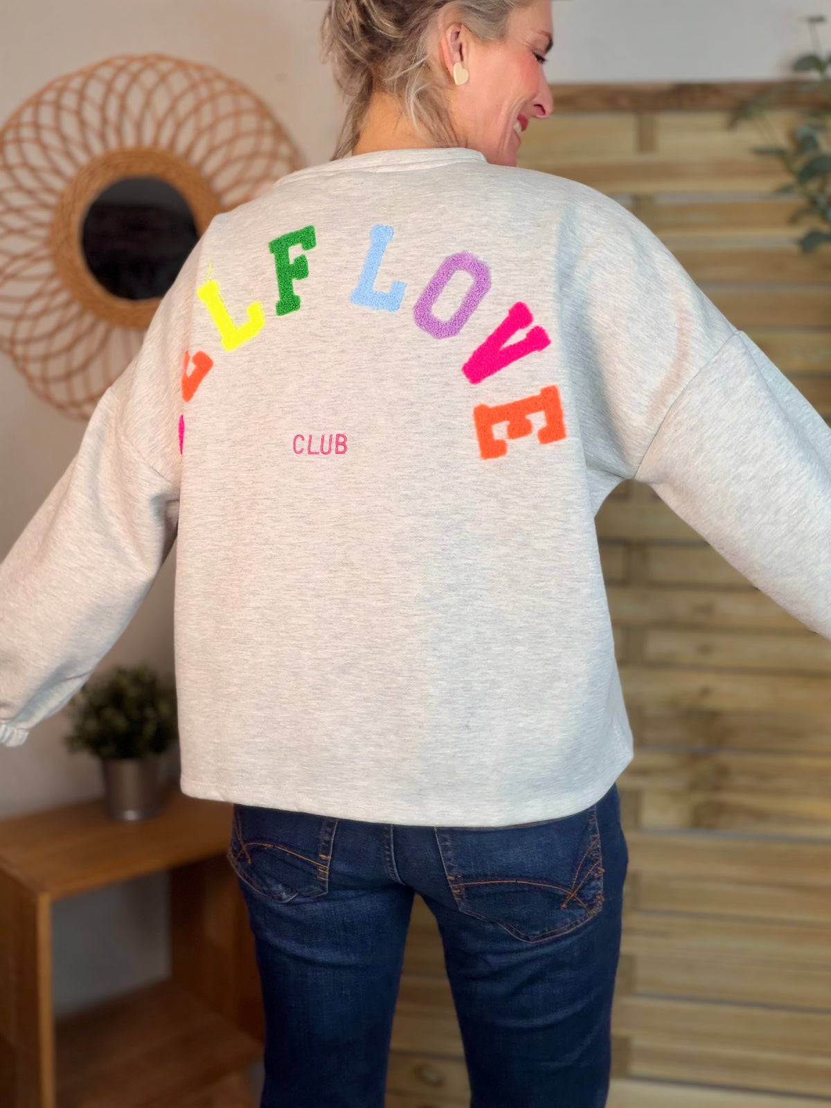 Sweat molleton oversized SELF LOVE multicolore - MIKA - FIN DE SÉRIE