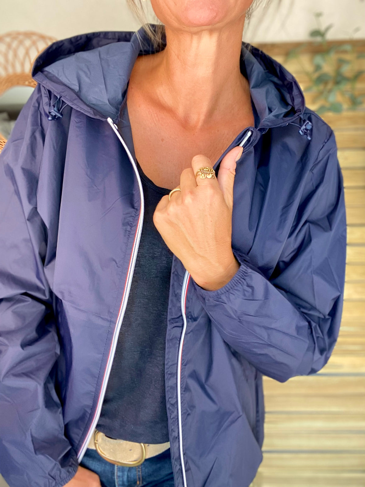 LAURA JO - Coupe vent imperméable ANNA COURT Bleu marine