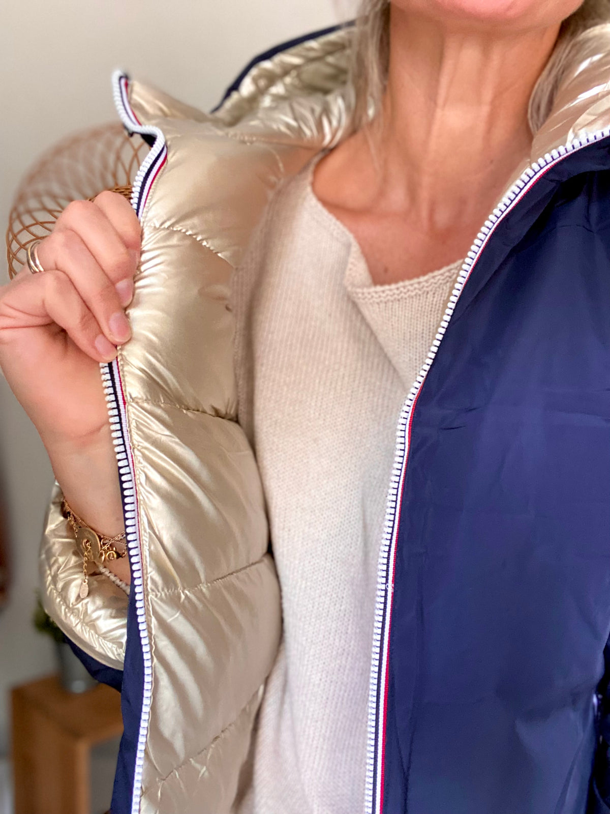 Doudoune imperméable réversible ANGÈLE LONG - Bleu marine - MELYA MELODY