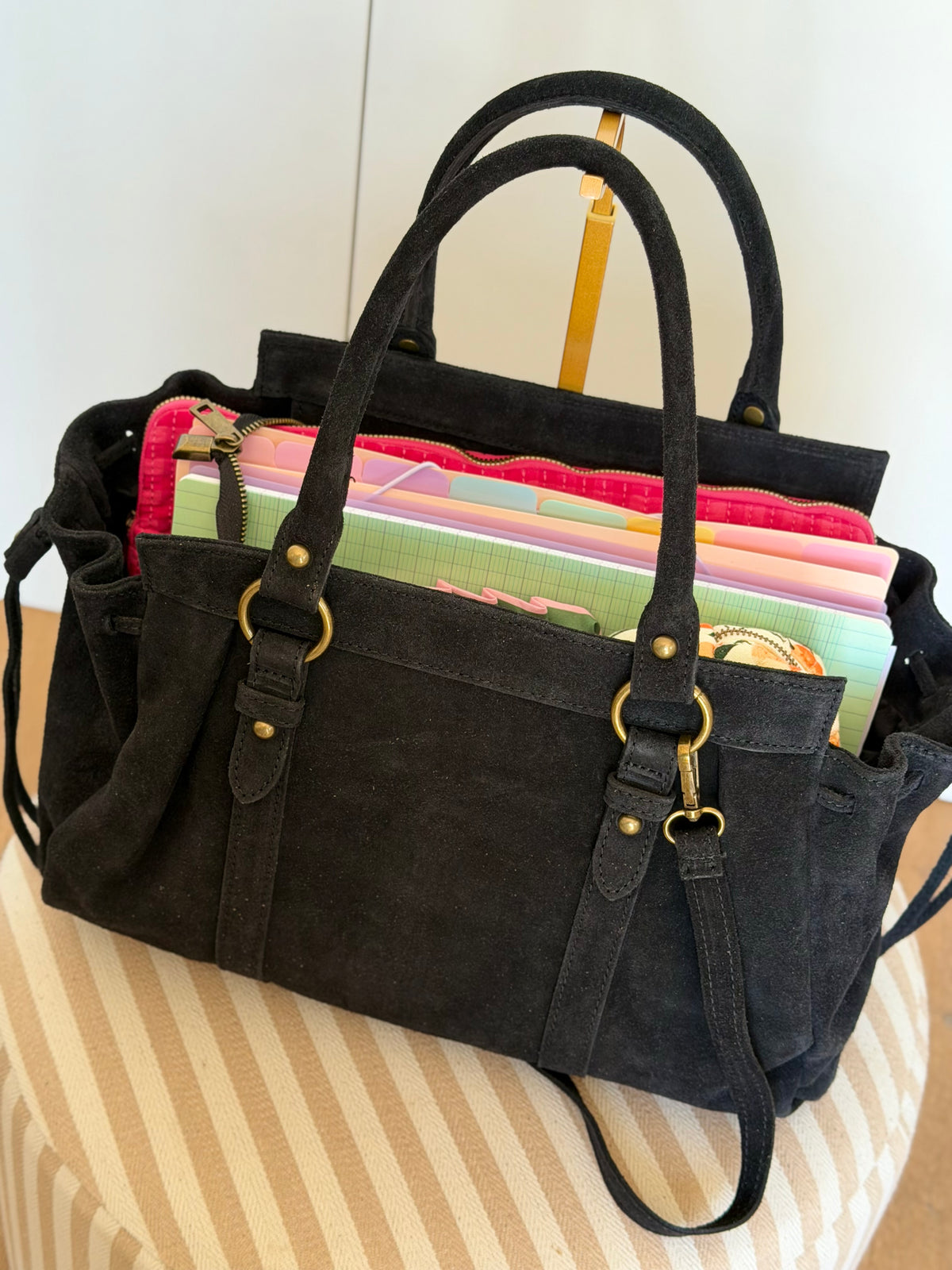 Sac cabas XL en cuir daim • PARKER Noir