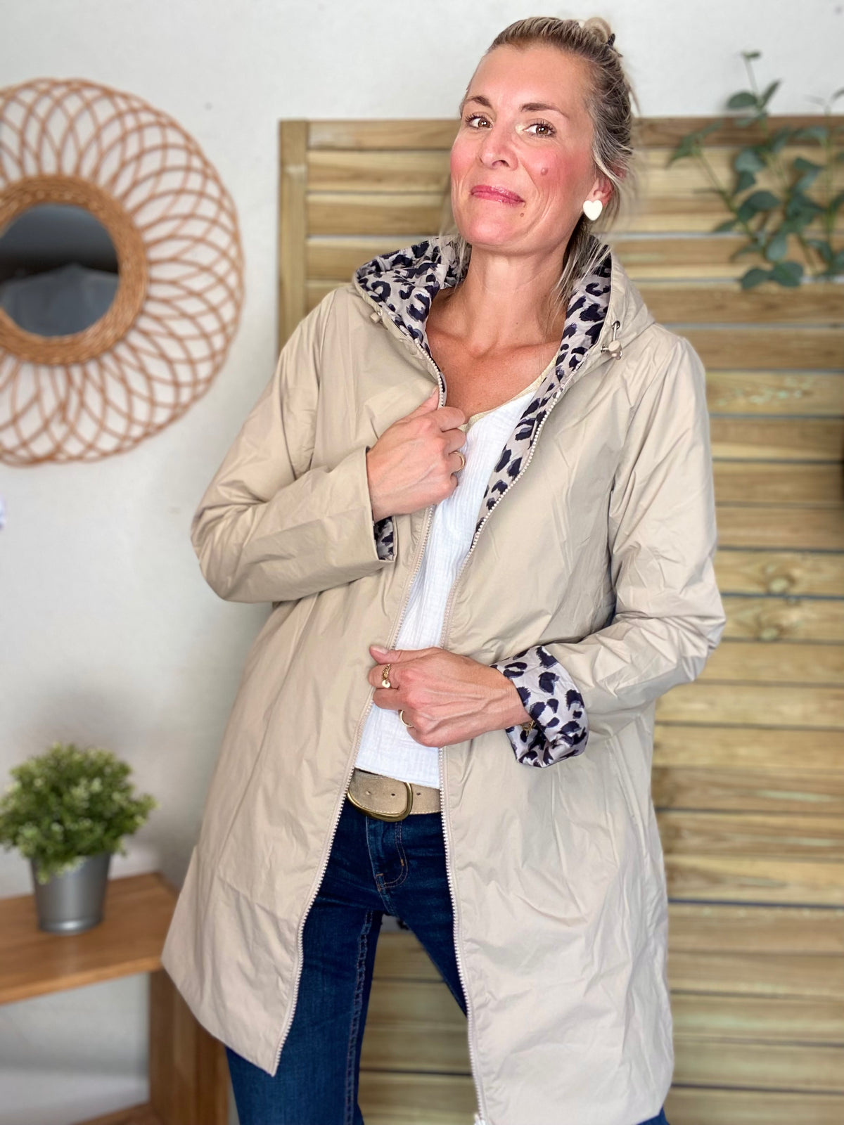 LAURA JO - Imperméable réversible rembourré LOUISON LONG - Beige / Léo