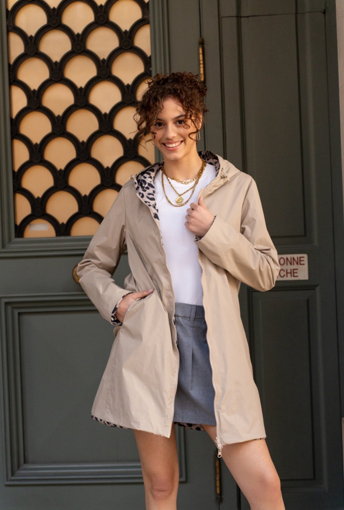 LAURA JO - Imperméable réversible rembourré LOUISON LONG - Beige / Léo