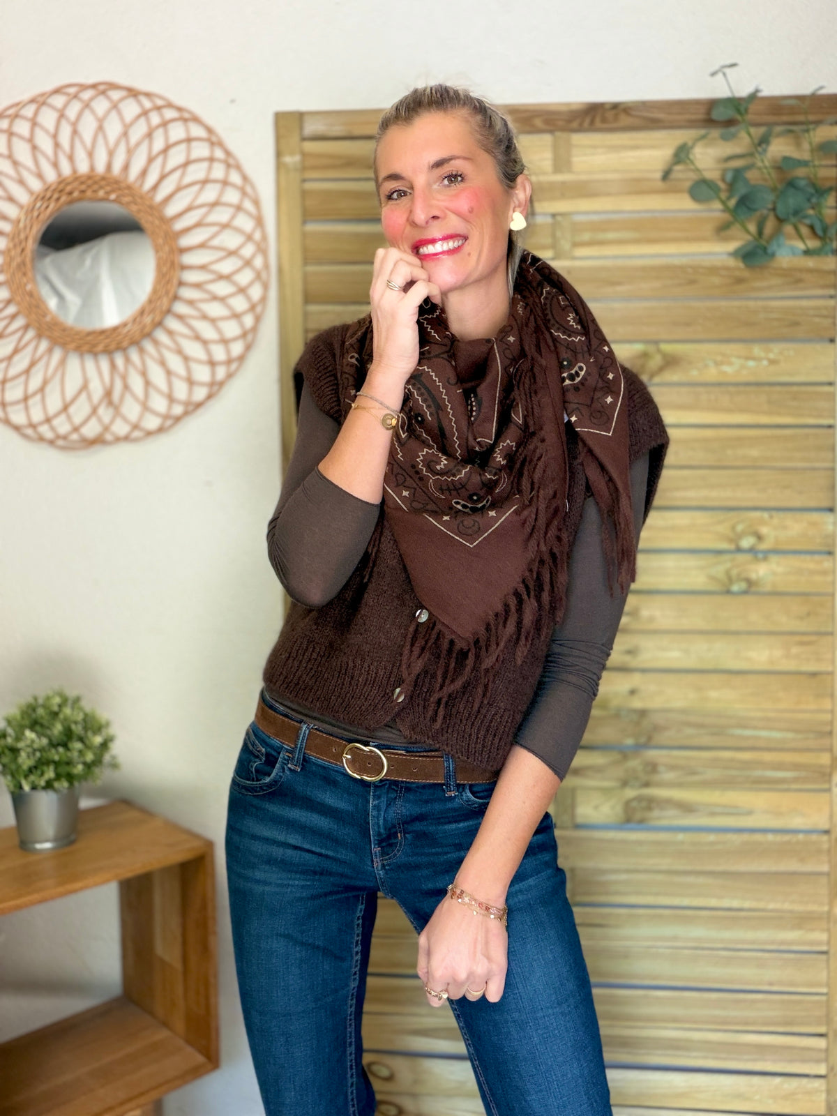 Écharpe Bandana Chocolat