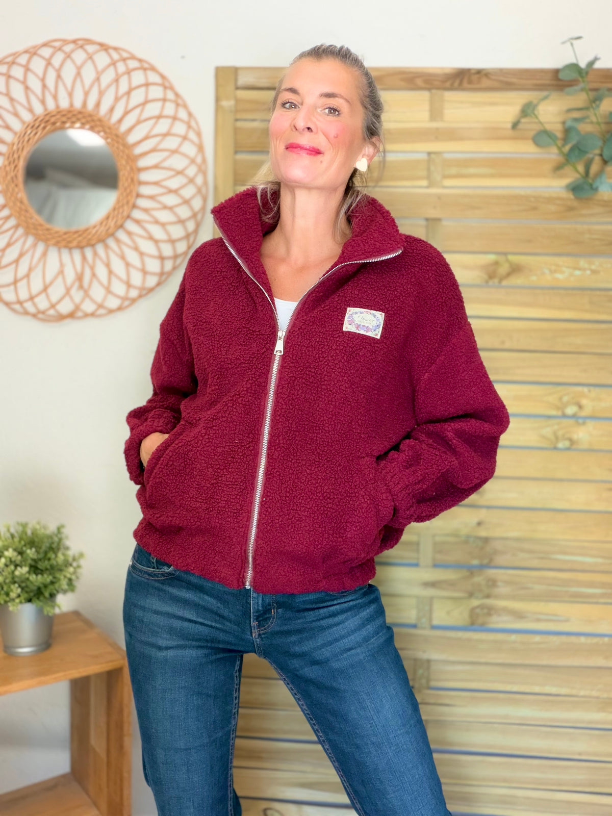⚡️ ARRIVAGE • Veste teddy Sherpa zippée LÉONIE Bordeaux