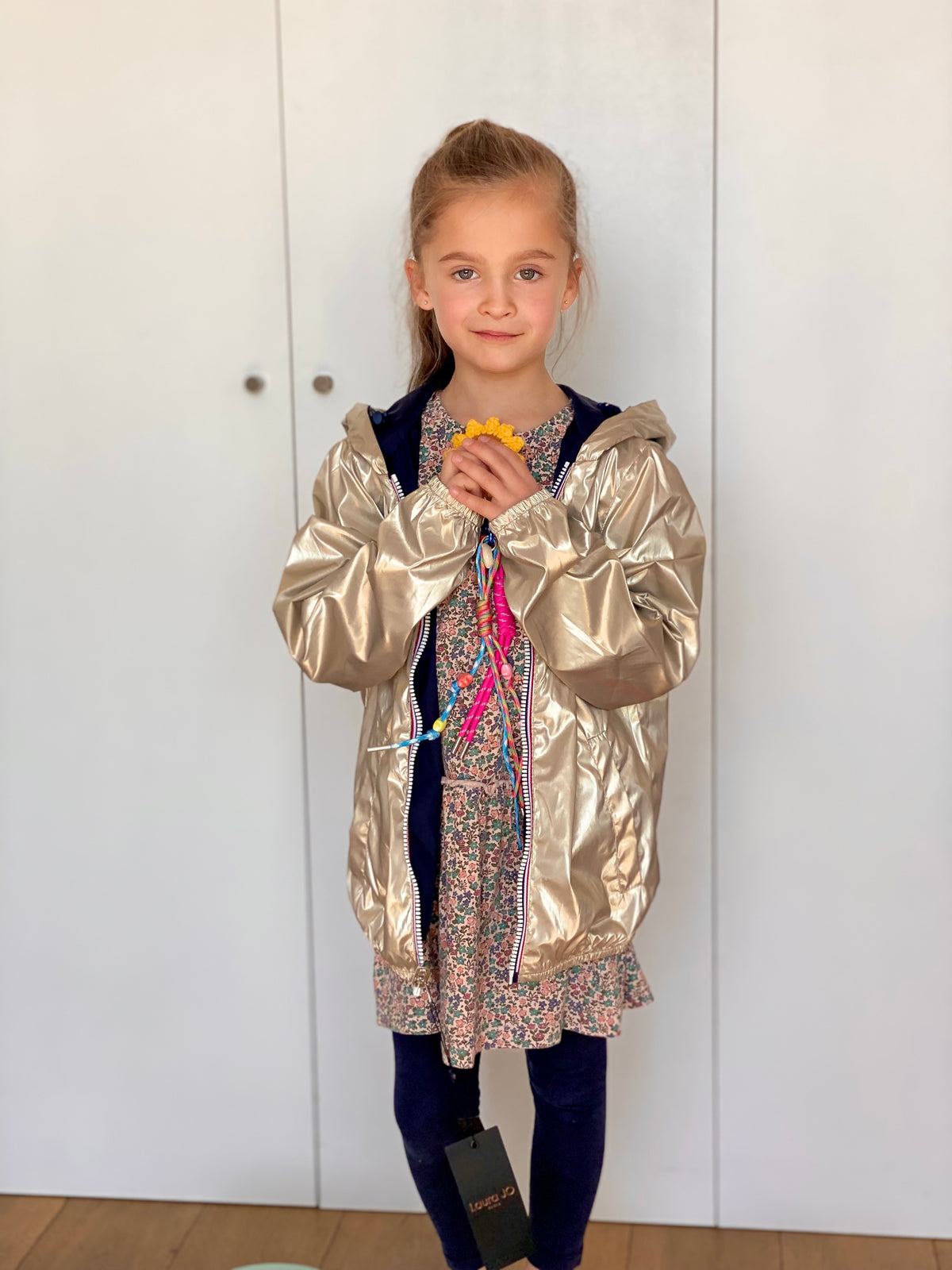 LAURA JO - Imperméable réversible léger GARANCE KIDS enfant (mixte) - Bleu Marine / Doré • DÉSTOCKAGE sur Taille 6 ans