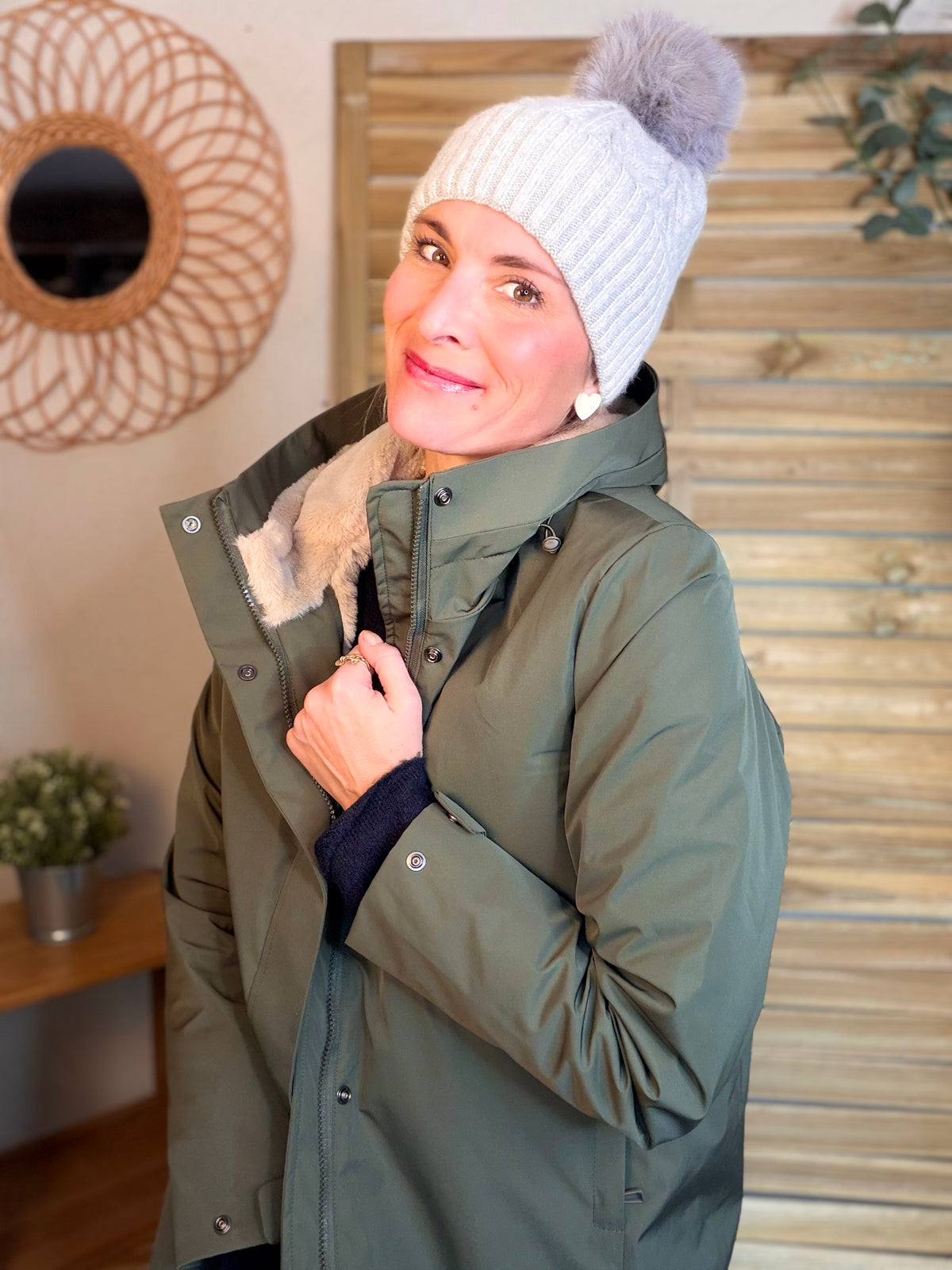 LAURA JO - Parka fourrée imperméable AMBRE LONG - Kaki / Beige