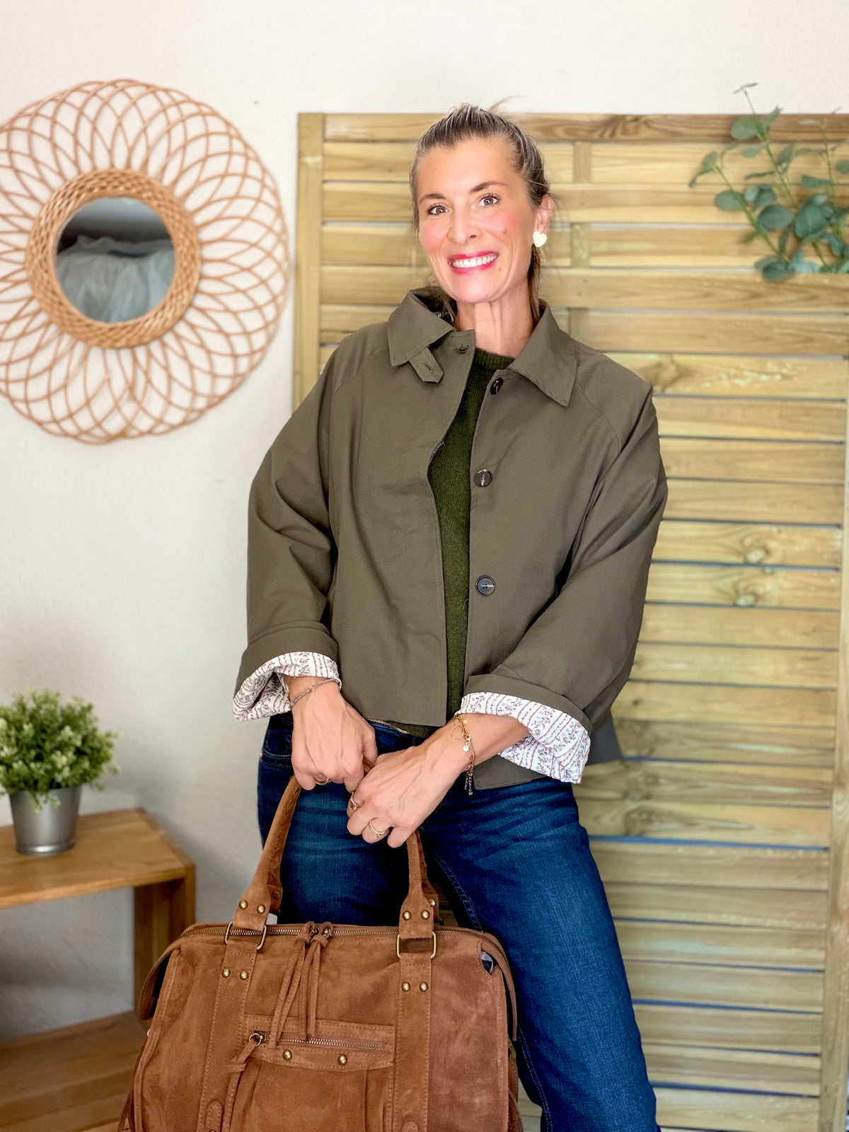Sac cabas XL en cuir daim • HUNTER Camel