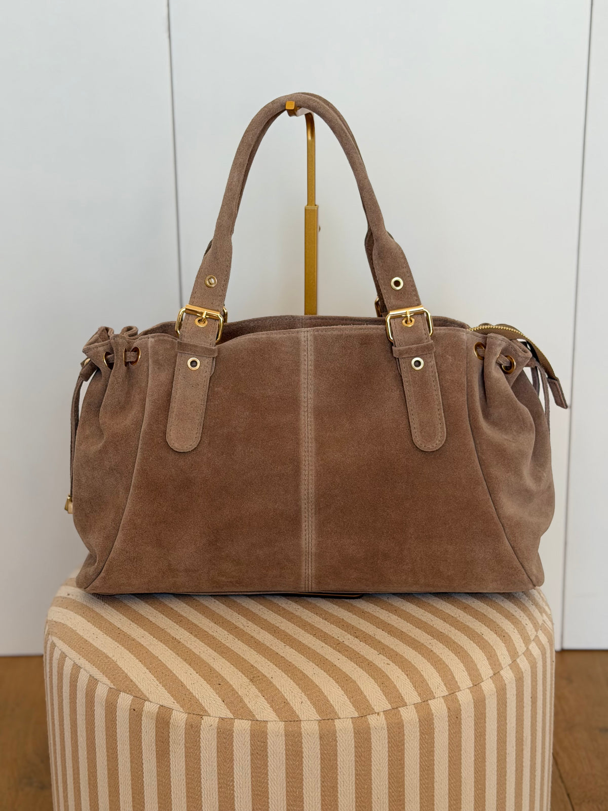 Sac cabas XL en cuir daim • JASPER Taupe