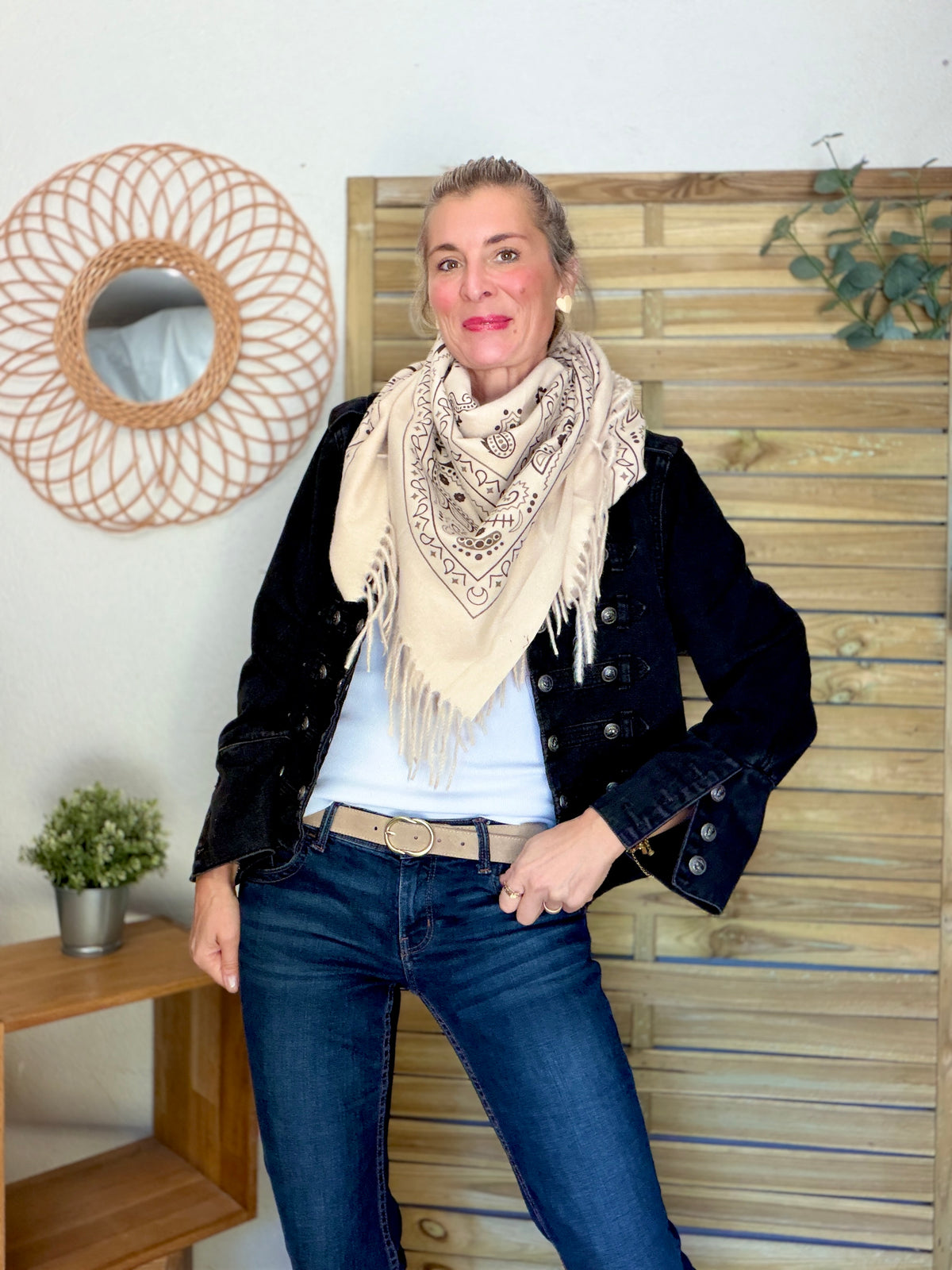 Écharpe Bandana Beige