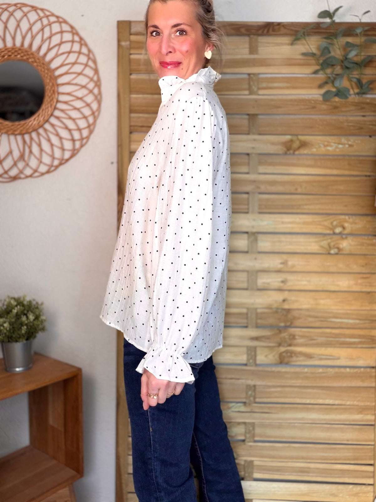 Blouse écrue à pois MAËLYS - FIN DE SÉRIE