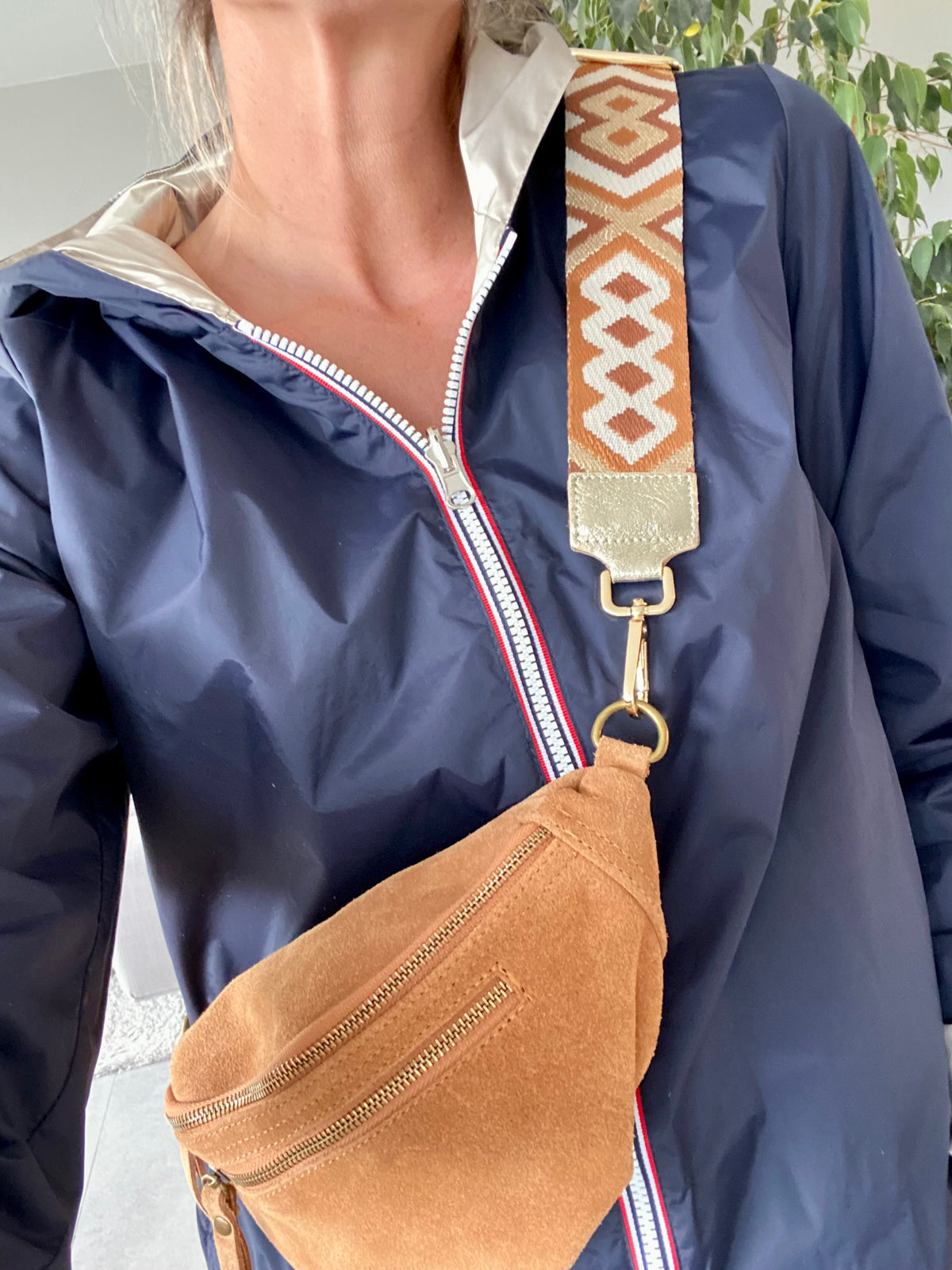 Sangle / Bandoulière en cuir irisé pour sacs / bananes - RACHEL (Losanges horizontaux)