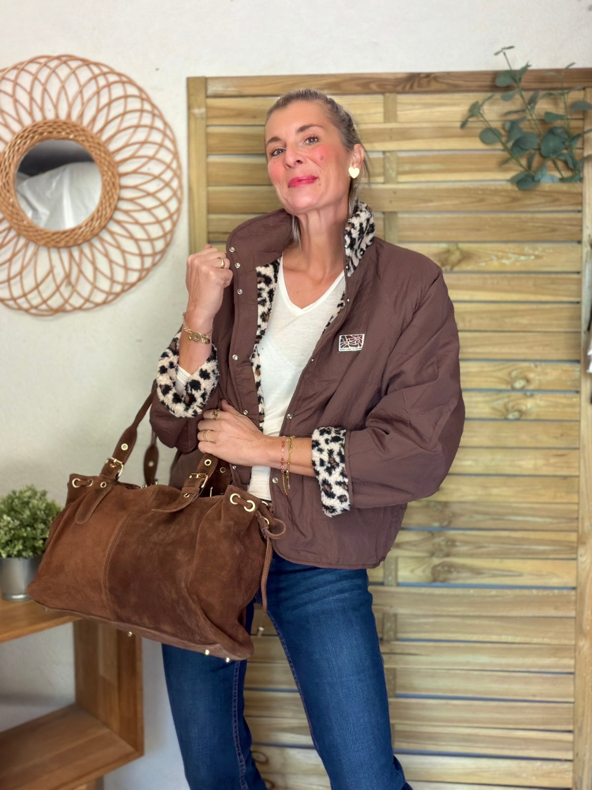 Veste matelassée réversible Sherpa AMÉLIE Choco / Léo