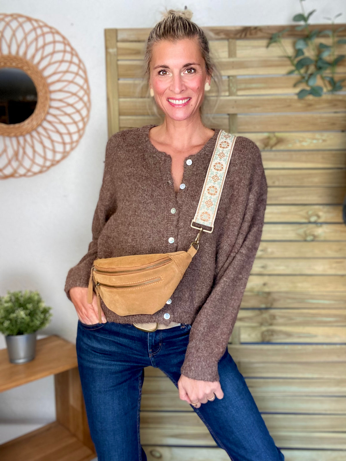 Gilet en maille MERYL - Chocolat chiné (noisette)