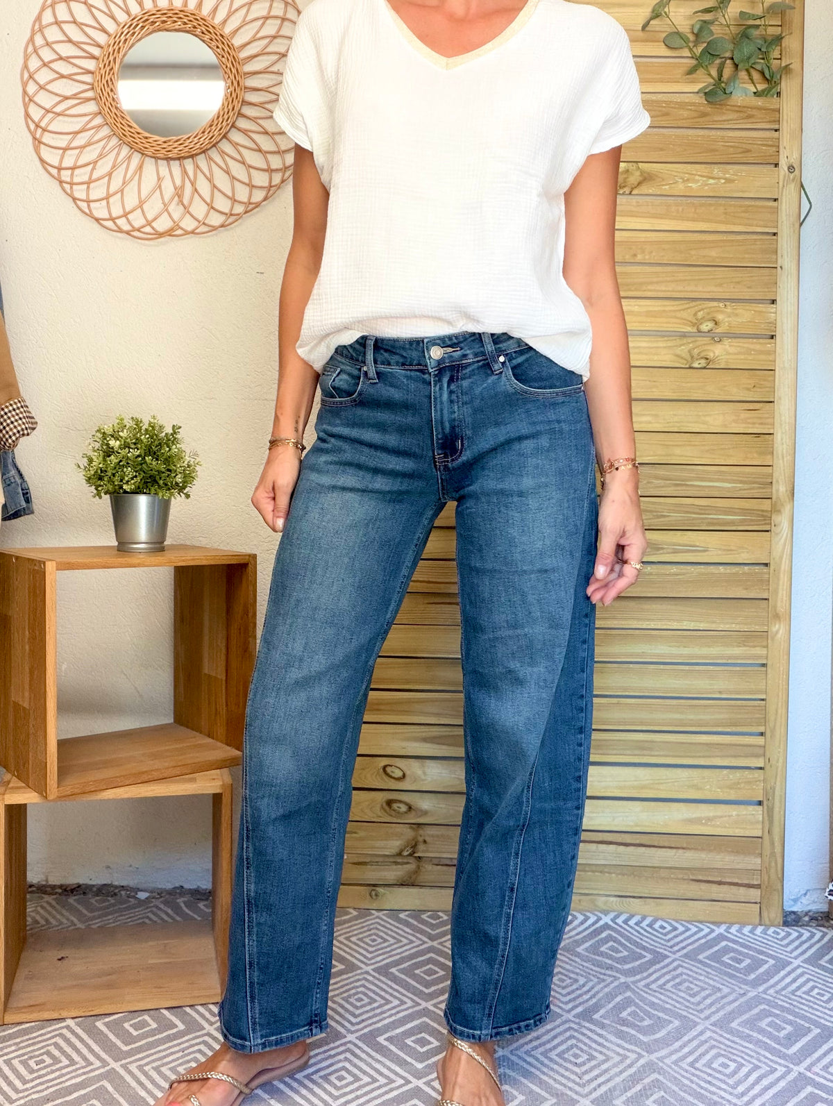 RÉASSORT PRÉVU DÉBUT NOVEMBRE • Pantalon Jean coupe barrel LÉON Bleu