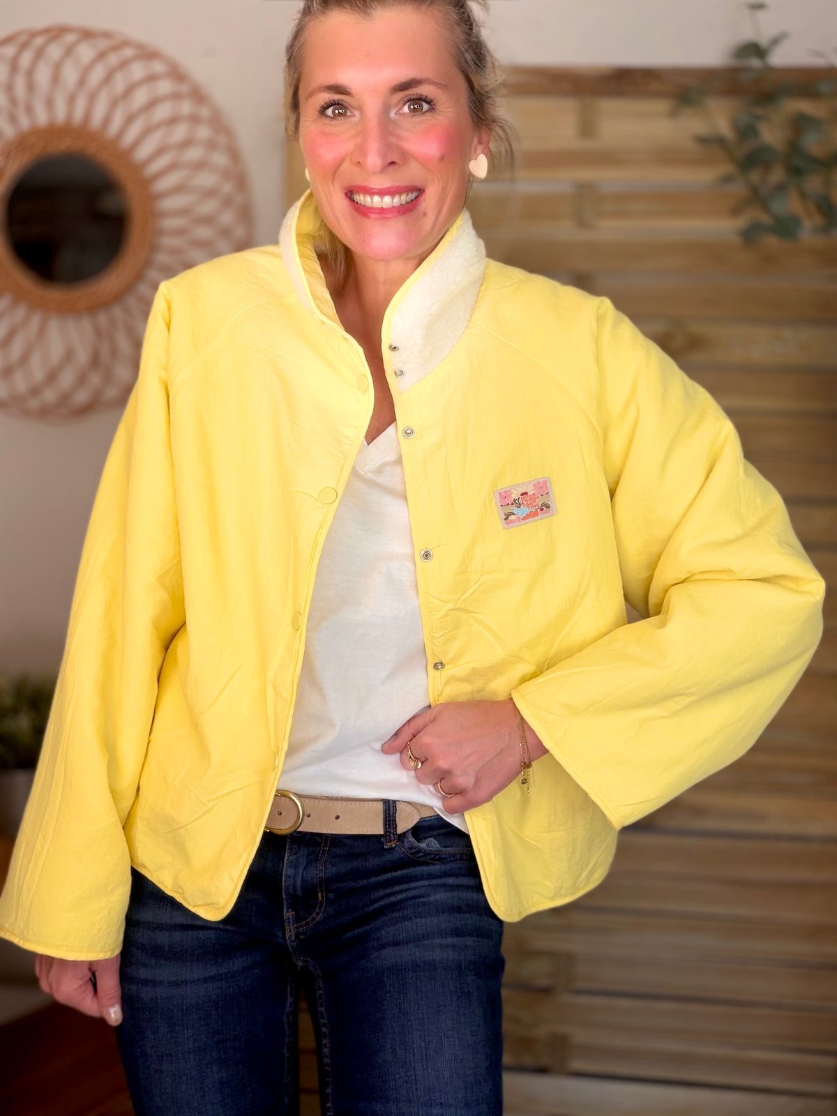 Veste matelassée réversible Sherpa AMÉLIE Jaune - FIN DE SÉRIE