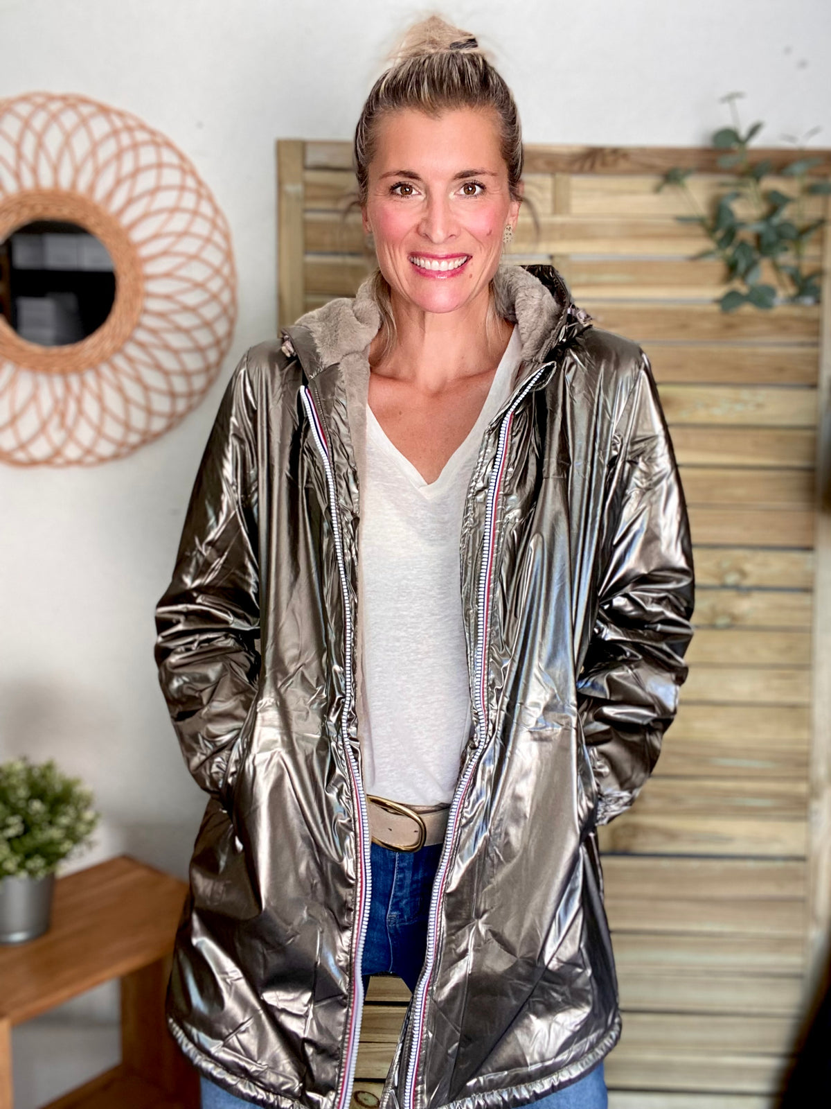 LAURA JO - Parka Imperméable LOUISE LONG fourré - Bronze
