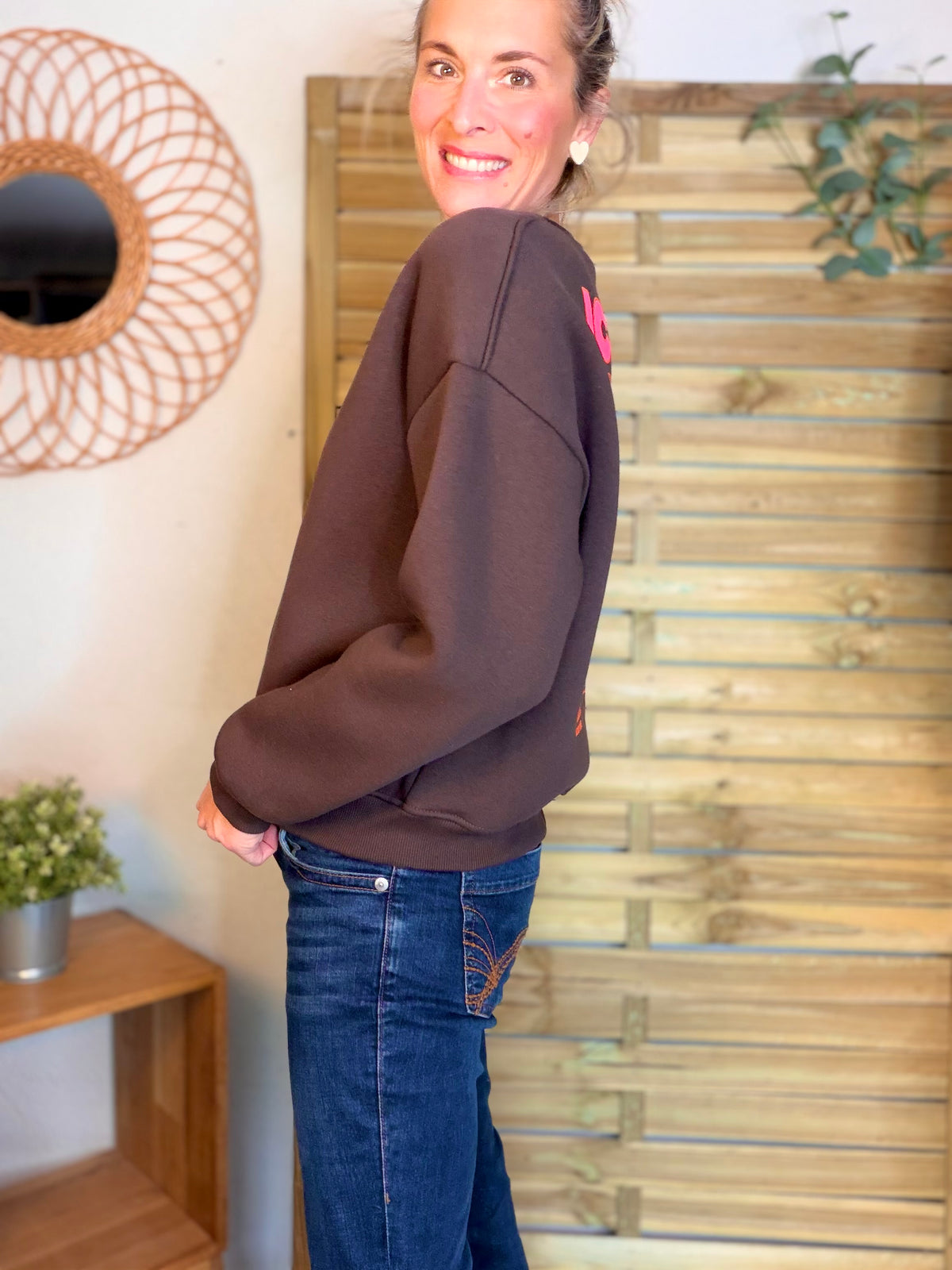 Sweat ICONIC molleton CAPUCINE - Chocolat