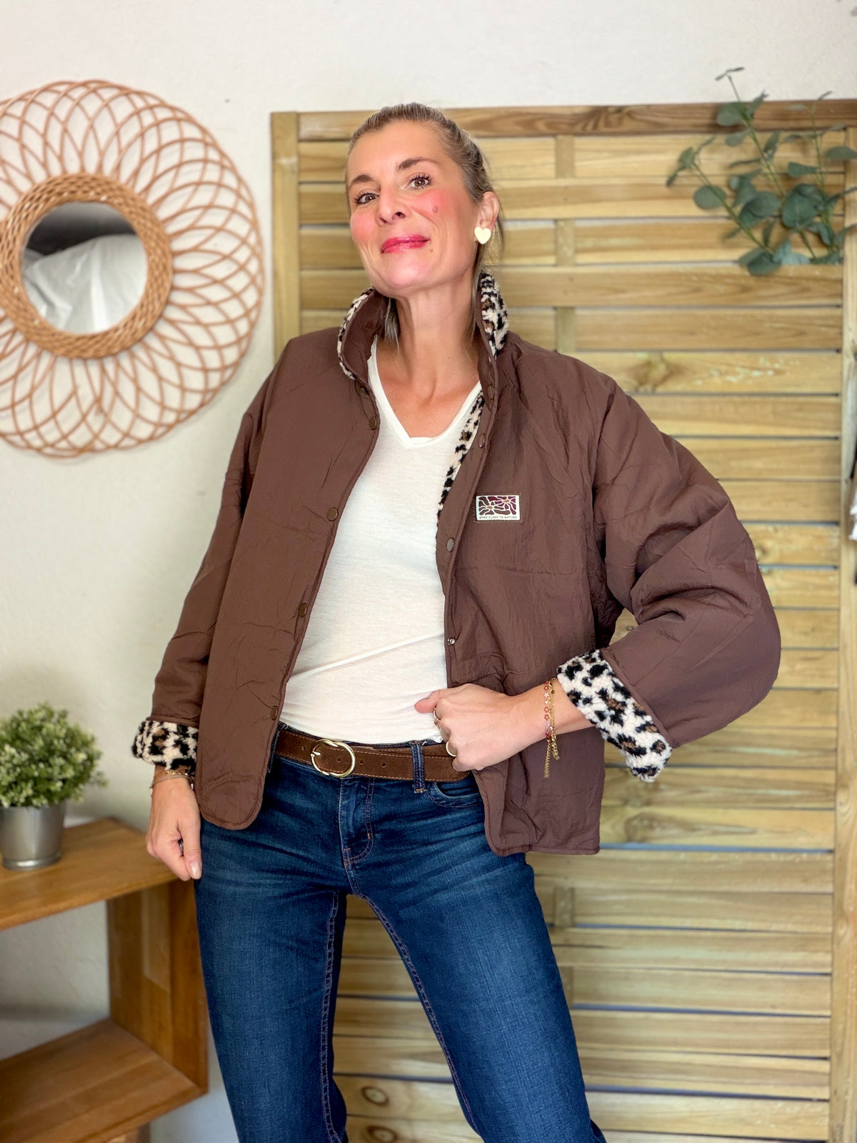 Veste matelassée réversible Sherpa AMÉLIE Choco / Léo