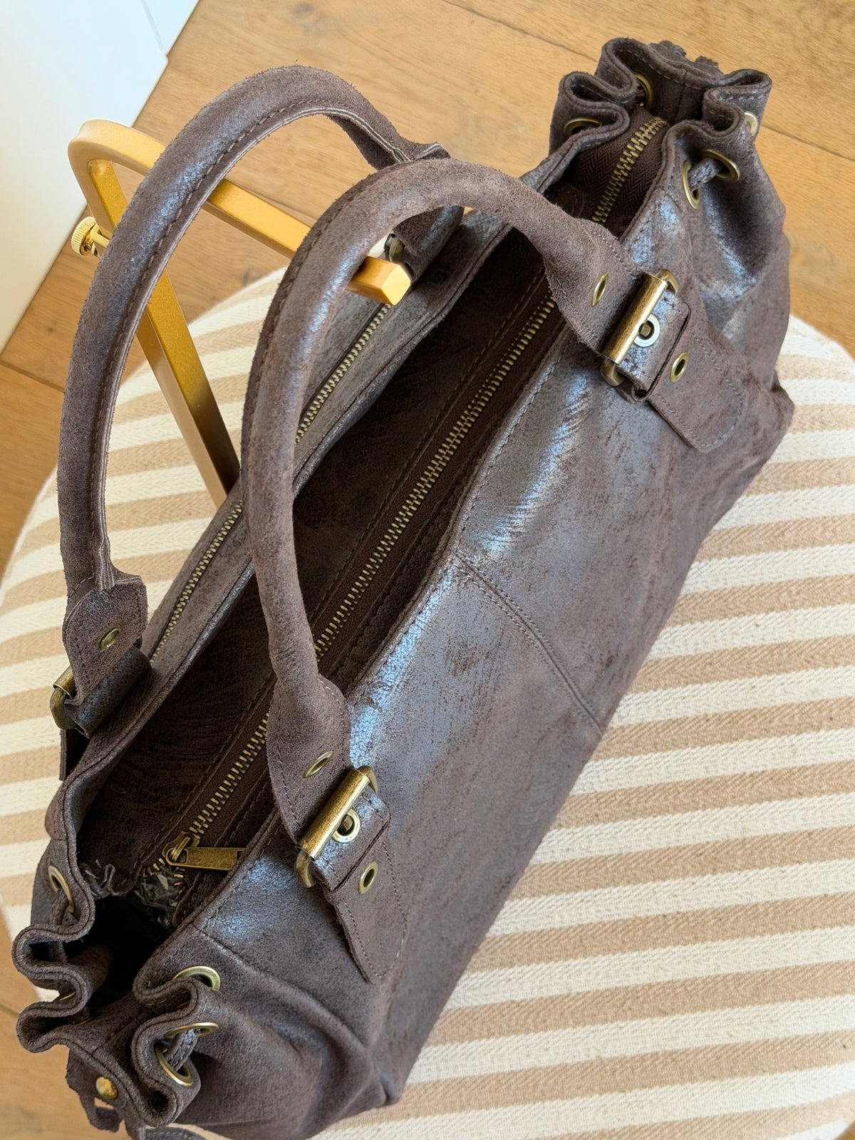 Sac cabas XL en cuir vieilli • COOPER Chocolat