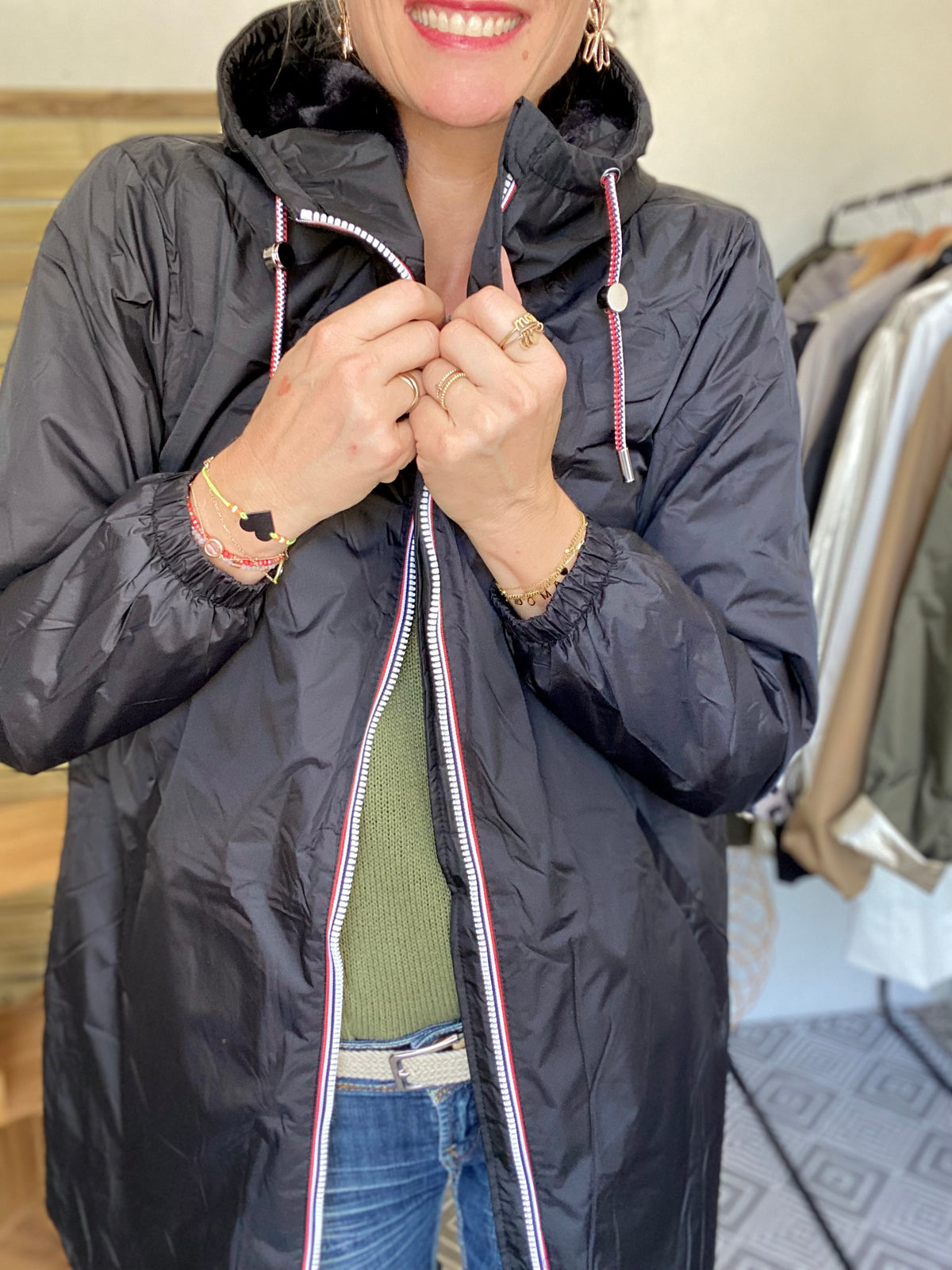 LAURA JO - Parka Imperméable THELMA LONG fourrée - Noir