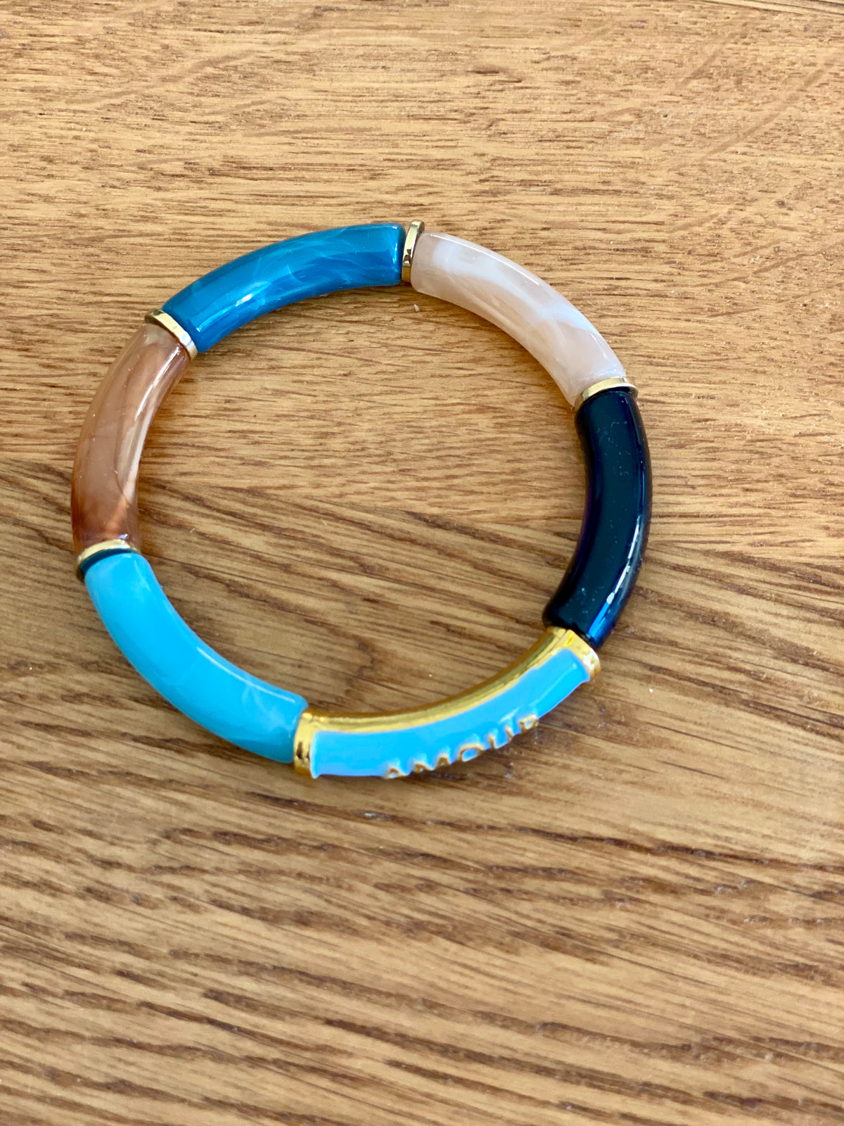 Bracelet élastique en résine multicolore Amour - ELLA (12 coloris au choix)
