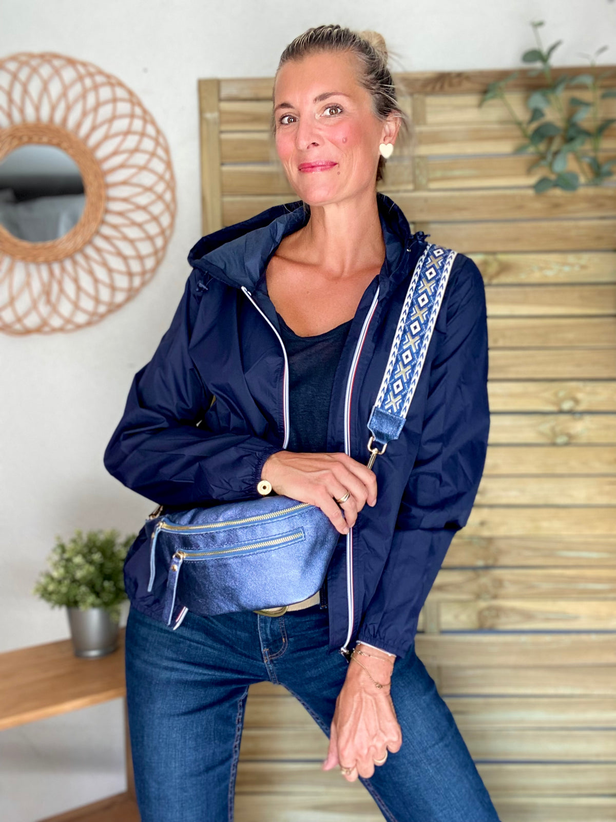 LAURA JO - Coupe vent imperméable ANNA COURT Bleu marine