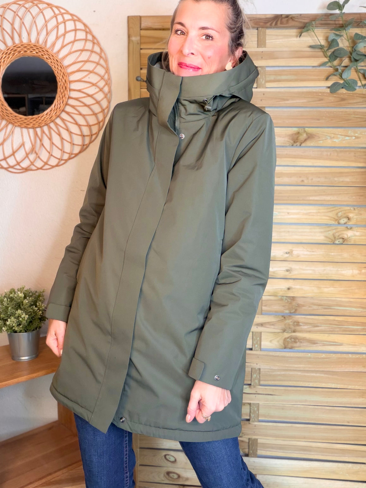 LAURA JO - Parka fourrée imperméable AMBRE LONG - Kaki / Beige