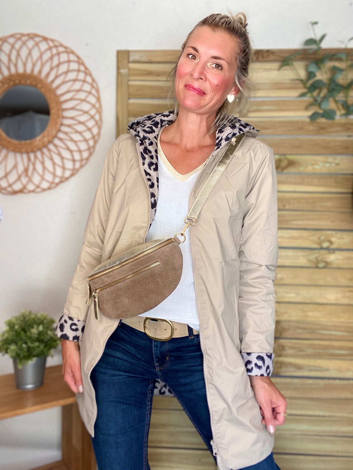 LAURA JO - Imperméable réversible rembourré LOUISON LONG - Beige / Léo