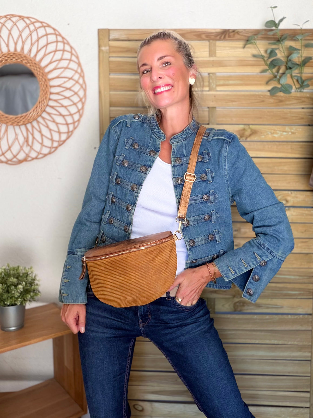 Veste officier courte en jean NAPOLÉON - Bleu Jean • DÉSTOCKAGE