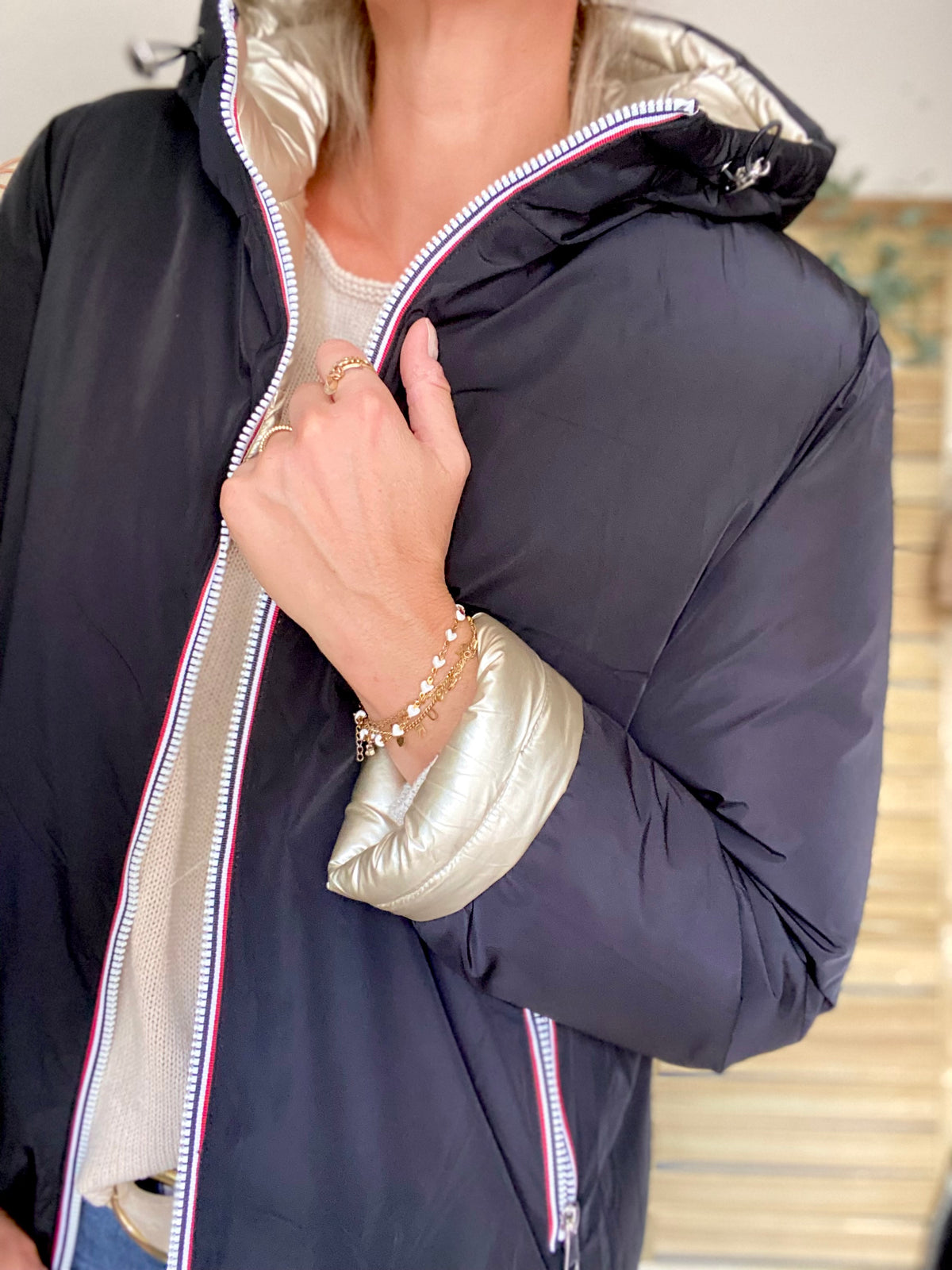 Doudoune imperméable réversible ANGÈLE LONG - Noir - MELYA MELODY