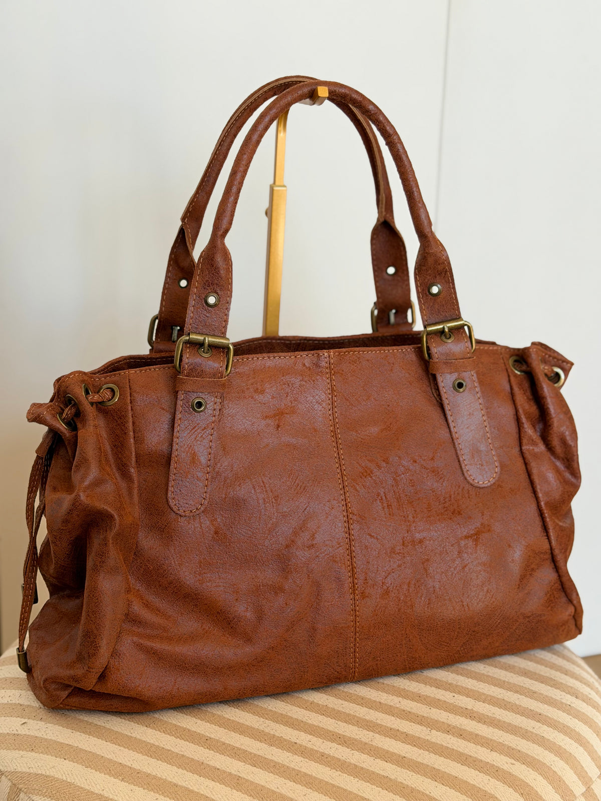 Sac cabas XL en cuir vieilli • COOPER Camel
