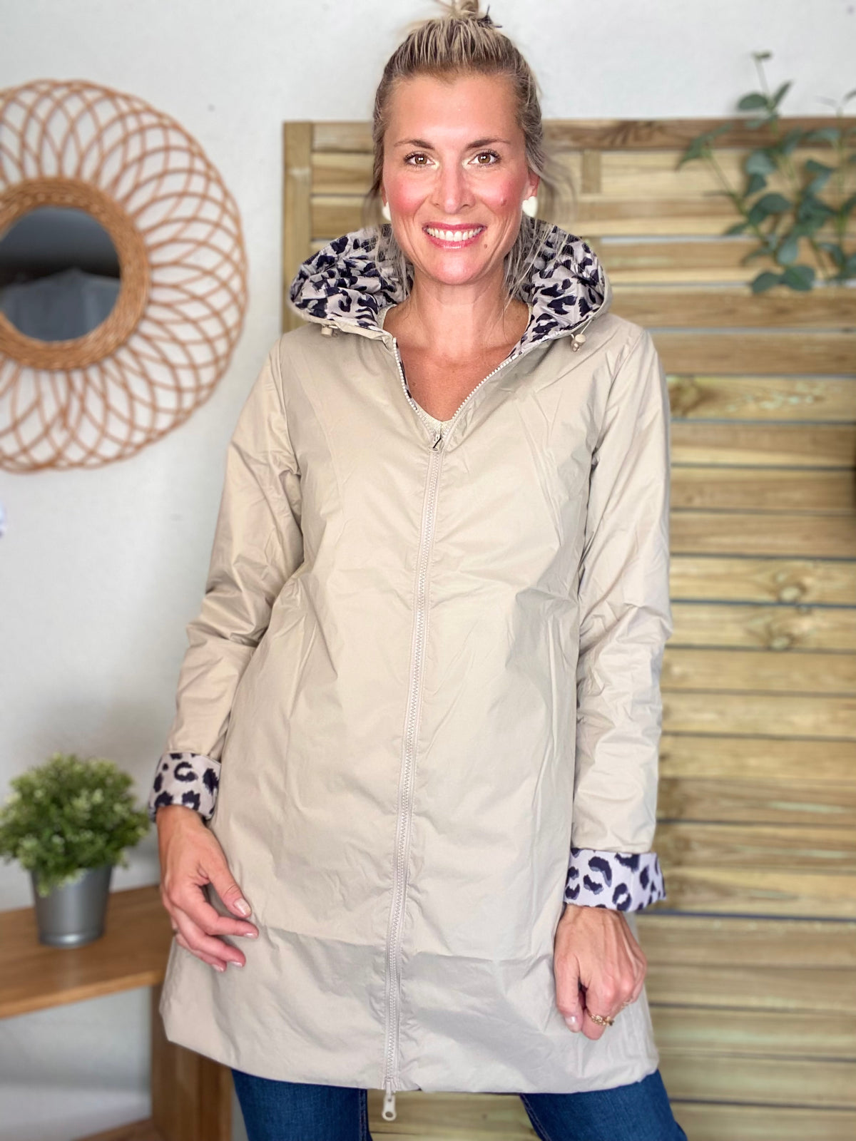 LAURA JO - Imperméable réversible rembourré LOUISON LONG - Beige / Léo