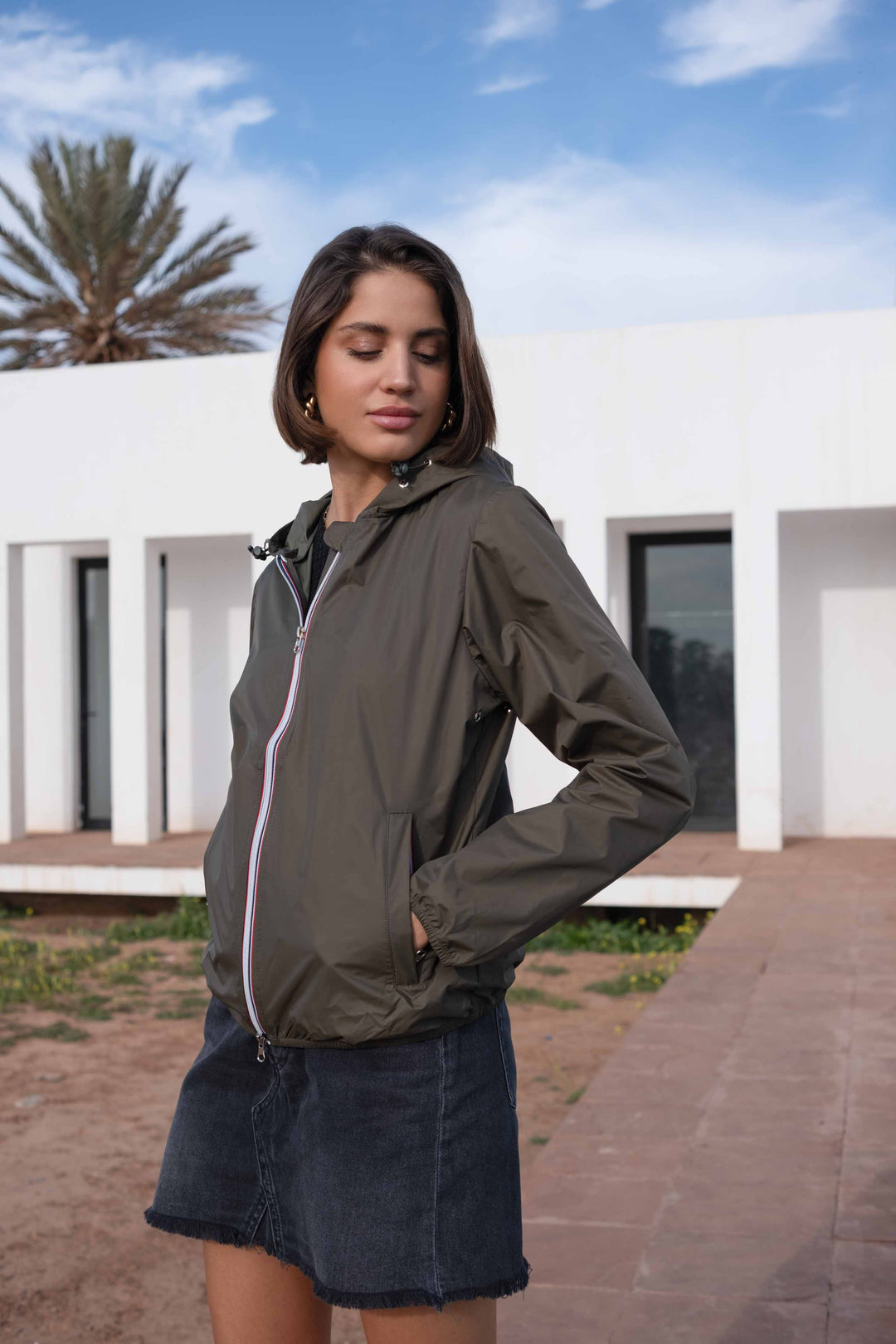 LAURA JO - Coupe vent imperméable ANNA COURT Kaki