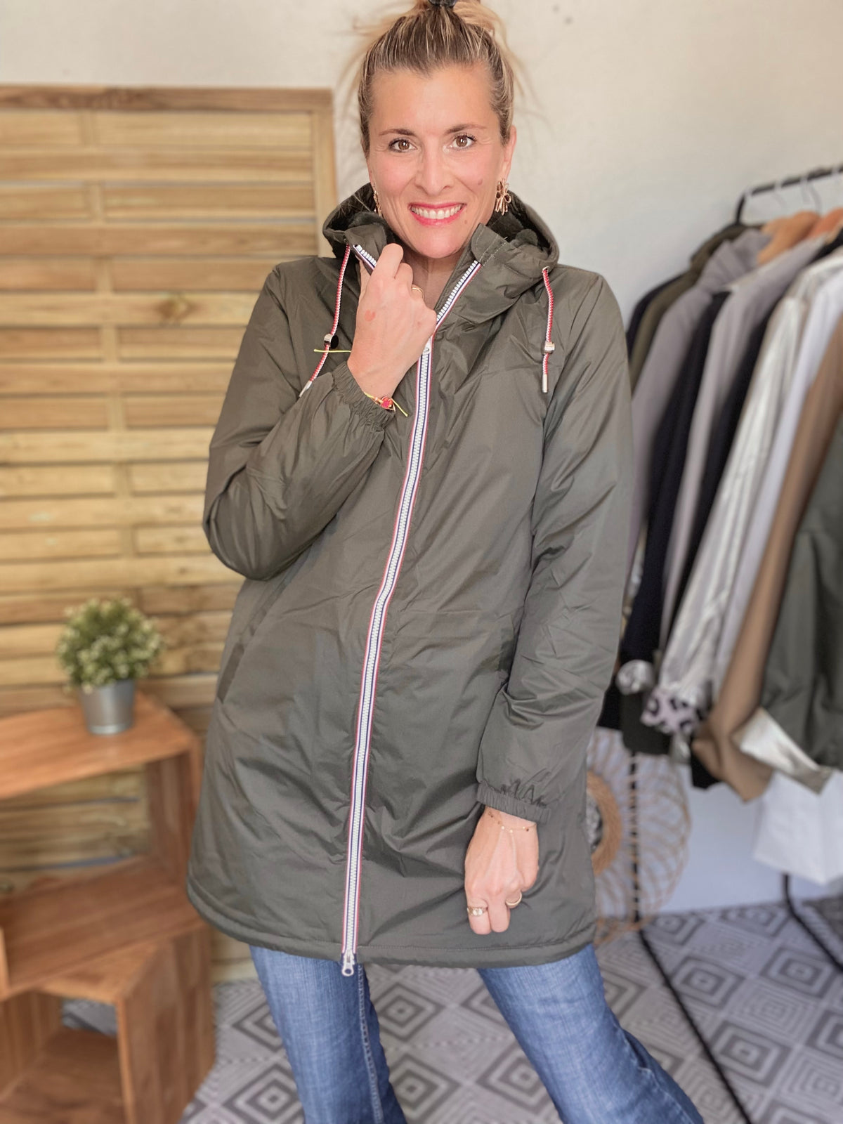 LAURA JO - Parka Imperméable THELMA LONG fourrée - Kaki • DÉSTOCKAGE sur Taille XL