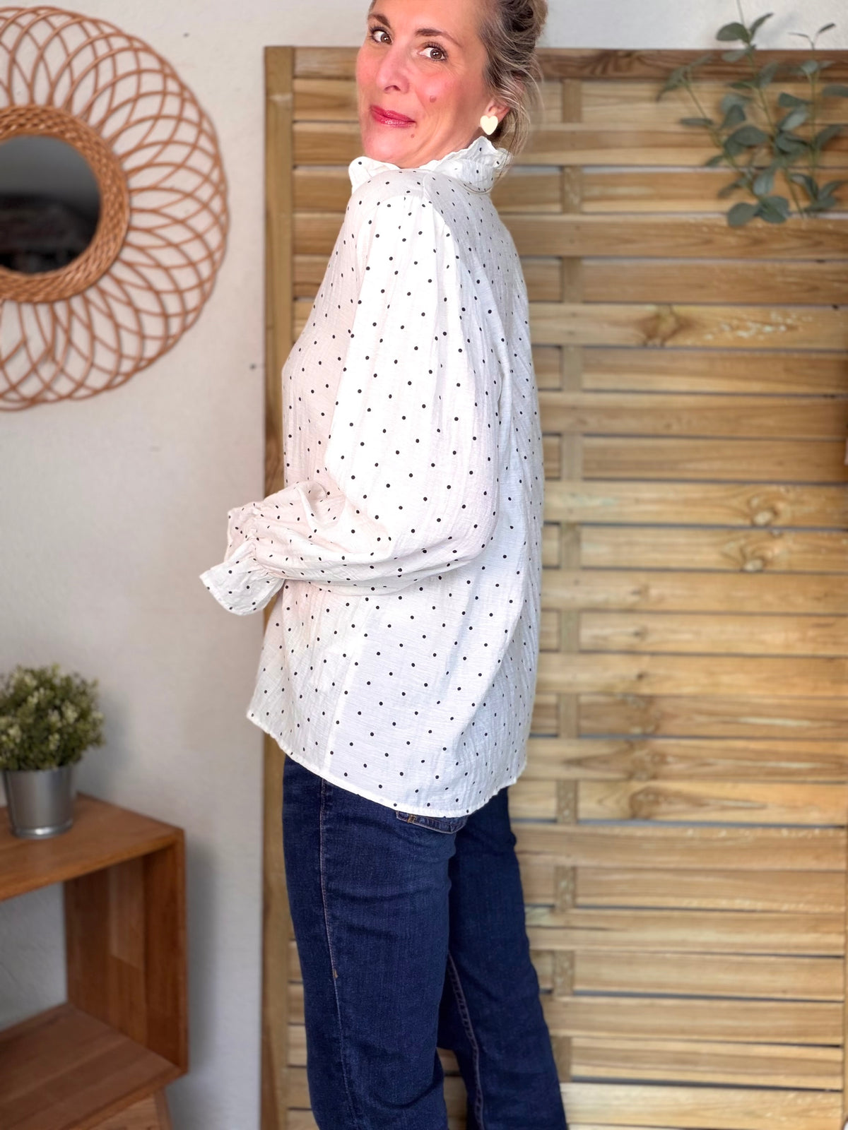 Blouse écrue à pois MAËLYS - FIN DE SÉRIE