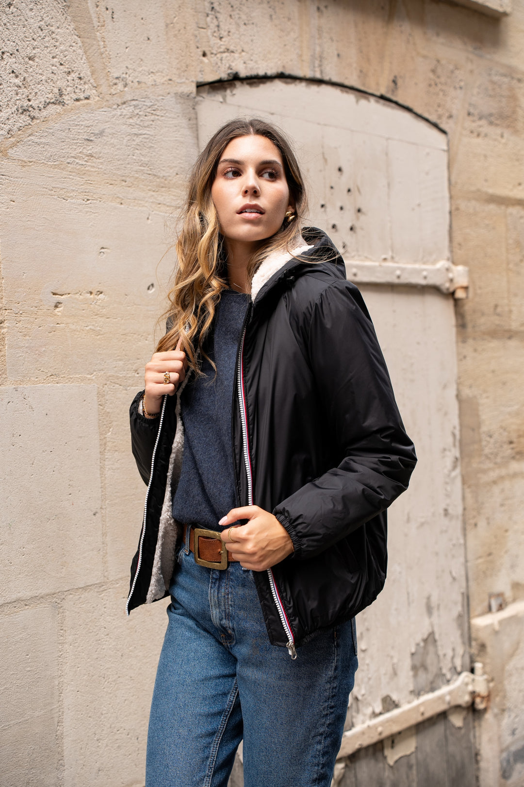LAURA JO - Parka Imperméable LOUISE COURT sherpa - Noir - LAURA JO • DESTOCKAGE sur Taille L