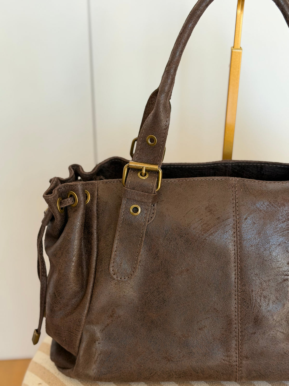 Sac cabas XL en cuir vieilli • COOPER Chocolat