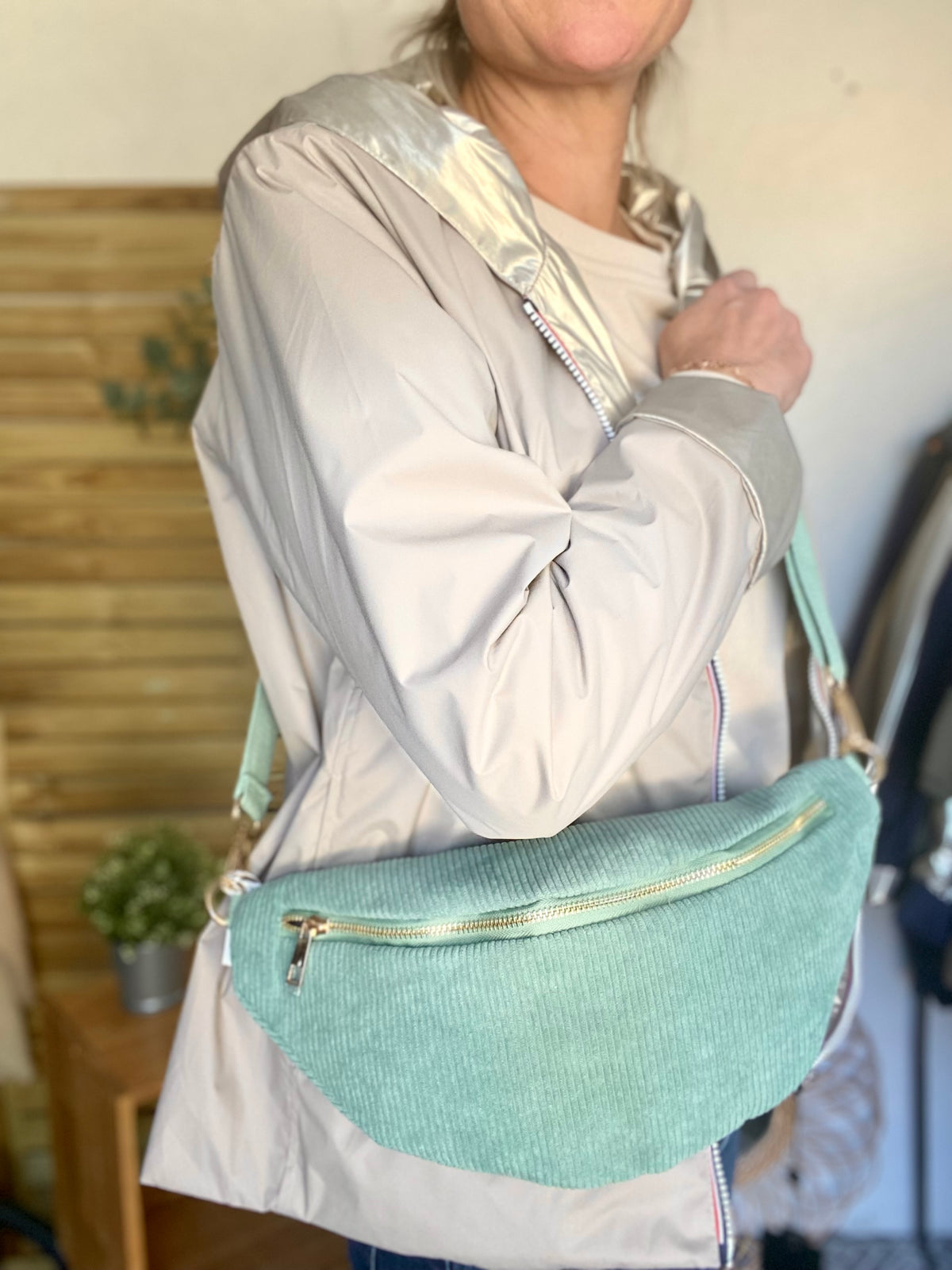 Sac banane XL velours côtelé Ciao Boum - IVY - Vert d’eau (20 coloris)