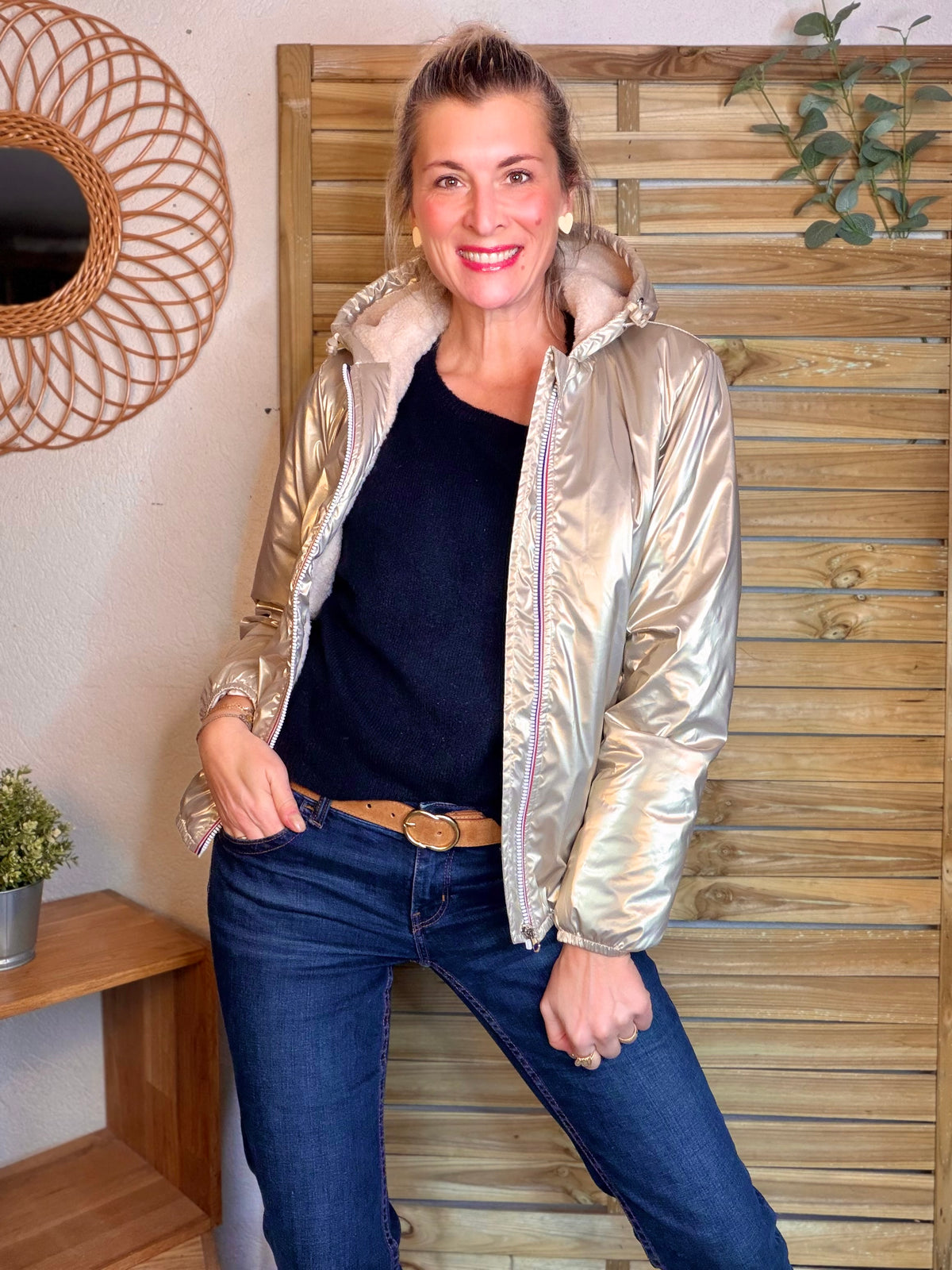 LAURA JO - Parka Imperméable LOUISE COURT sherpa - Doré