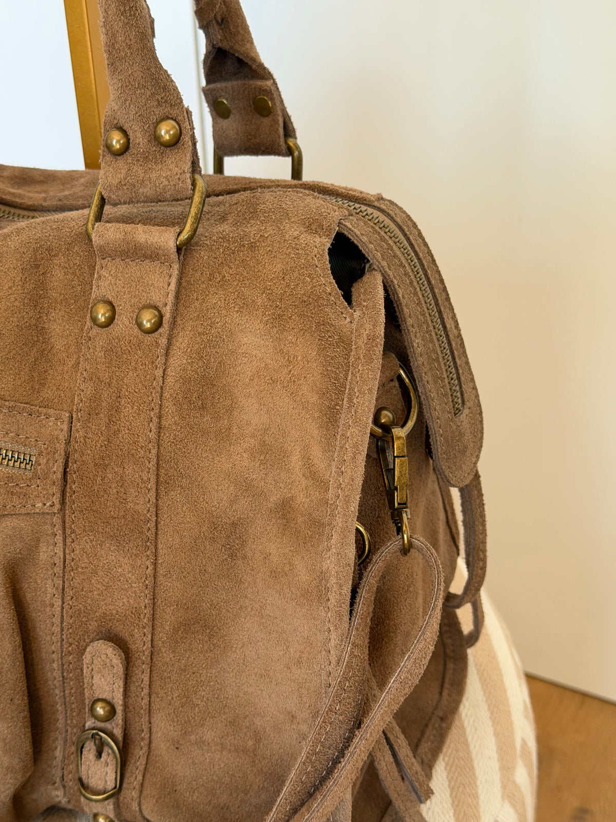 Sac cabas XL en cuir daim • HUNTER Taupe