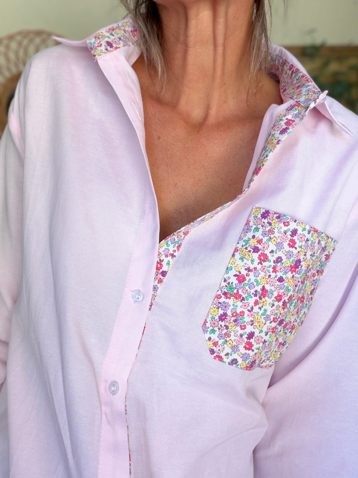 Chemise avec Liberty AZÉLIE Rose