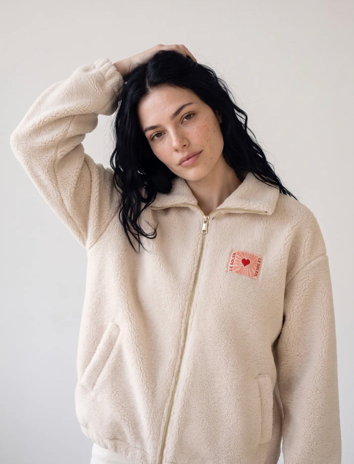 ⚡️ARRIVAGE • Veste teddy Sherpa zippée « Soleil » DORO Écru