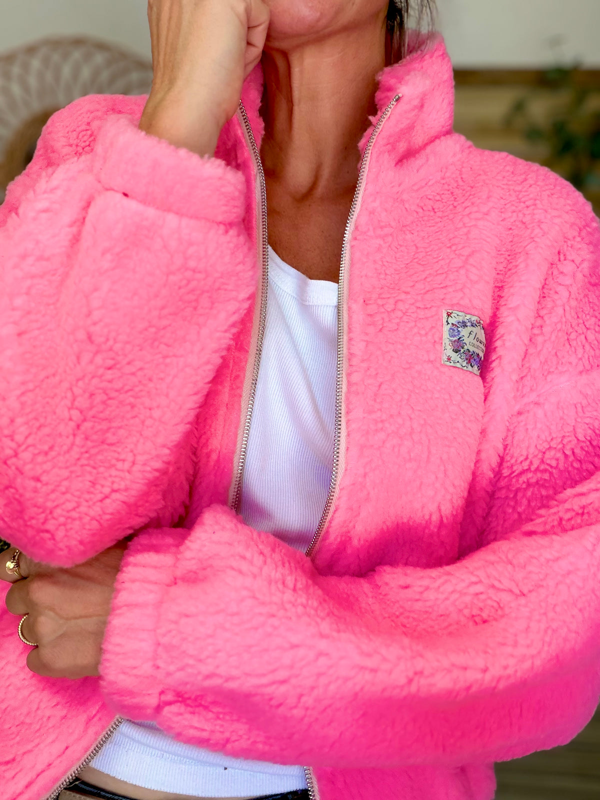 ⚡️ ARRIVAGE • Veste teddy Sherpa zippée LÉONIE Rose bonbon