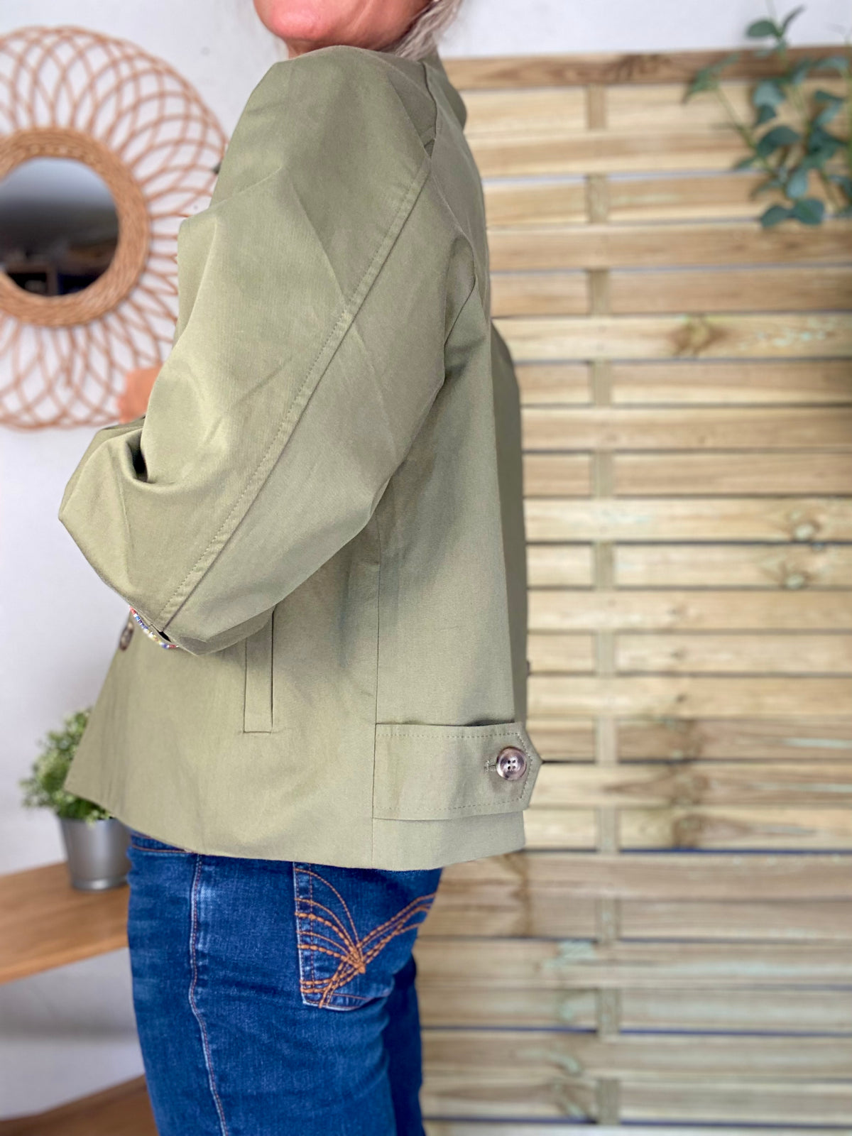 Veste Trench en coton kaki avec Liberty - MAHAUT - LILI et LALA