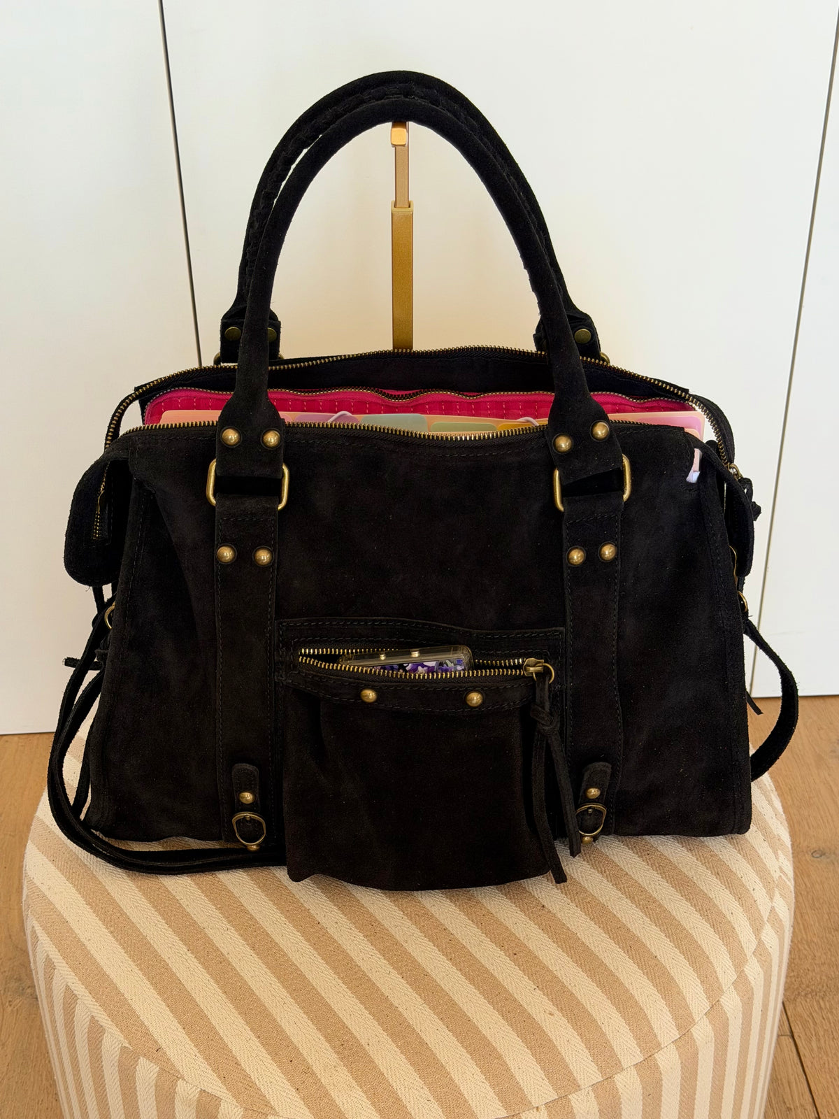 Sac cabas XL en cuir daim • HUNTER Noir