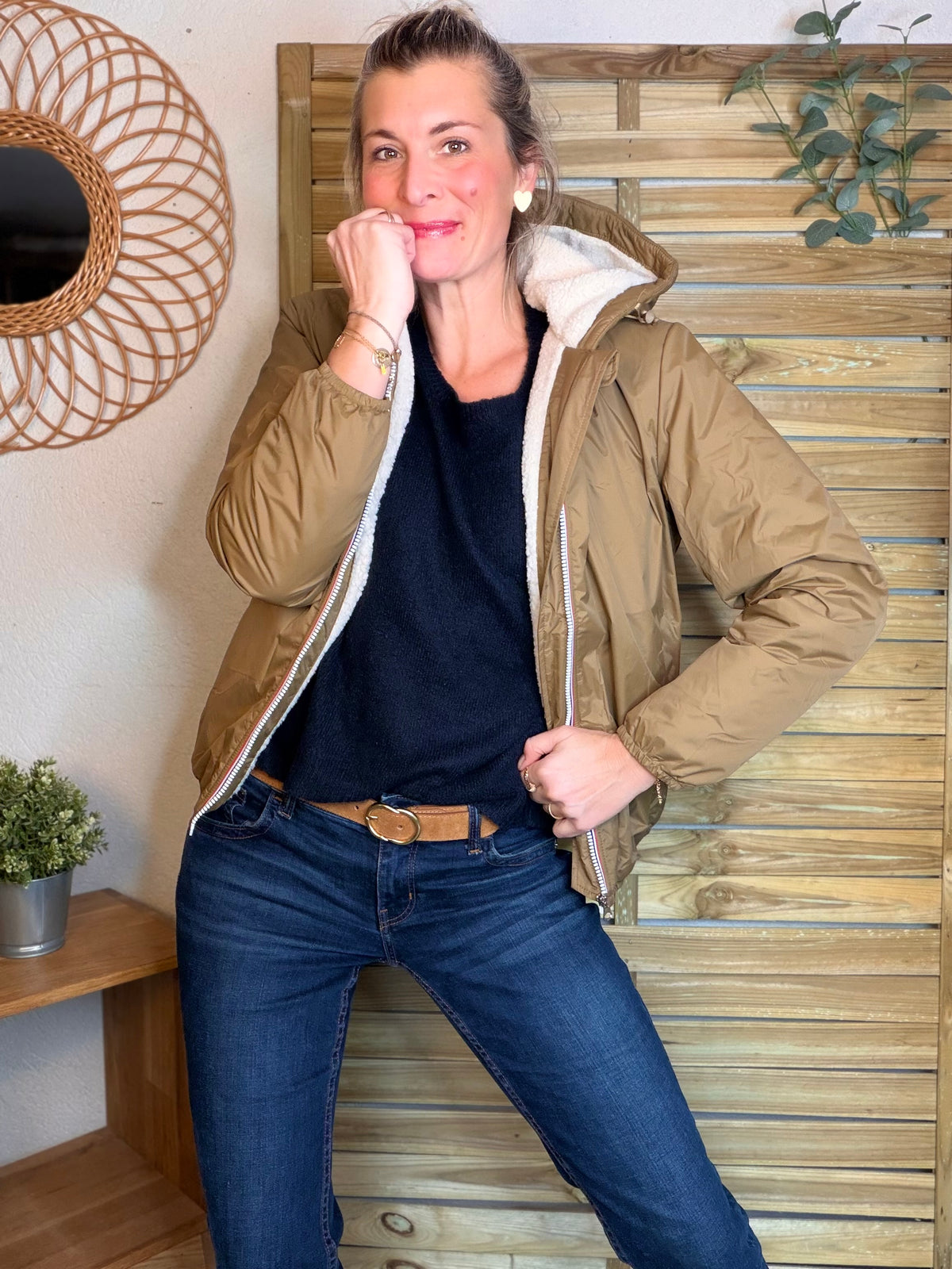 LAURA JO - Parka Imperméable LOUISE COURT sherpa - Camel