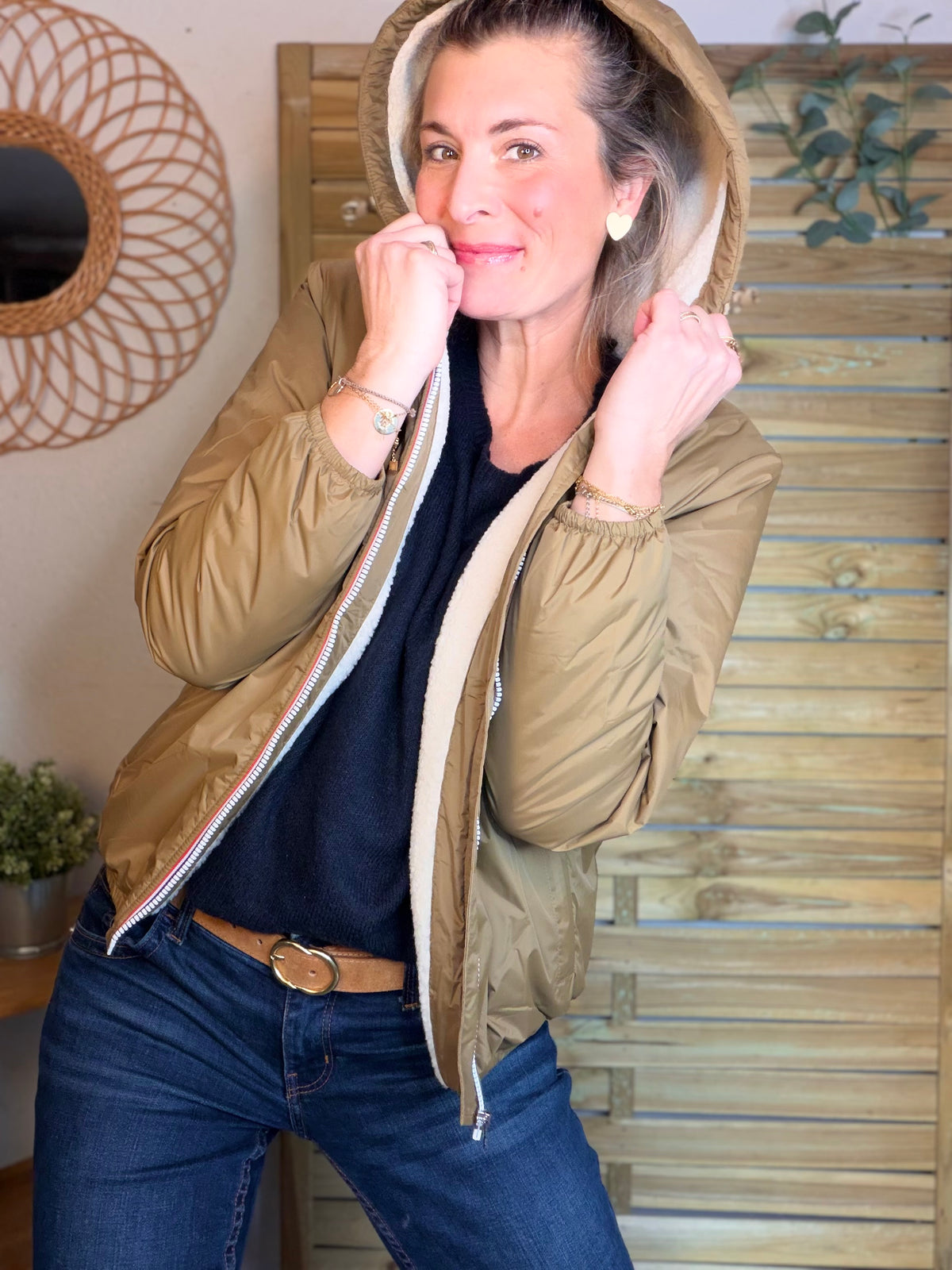 LAURA JO - Parka Imperméable LOUISE COURT sherpa - Camel