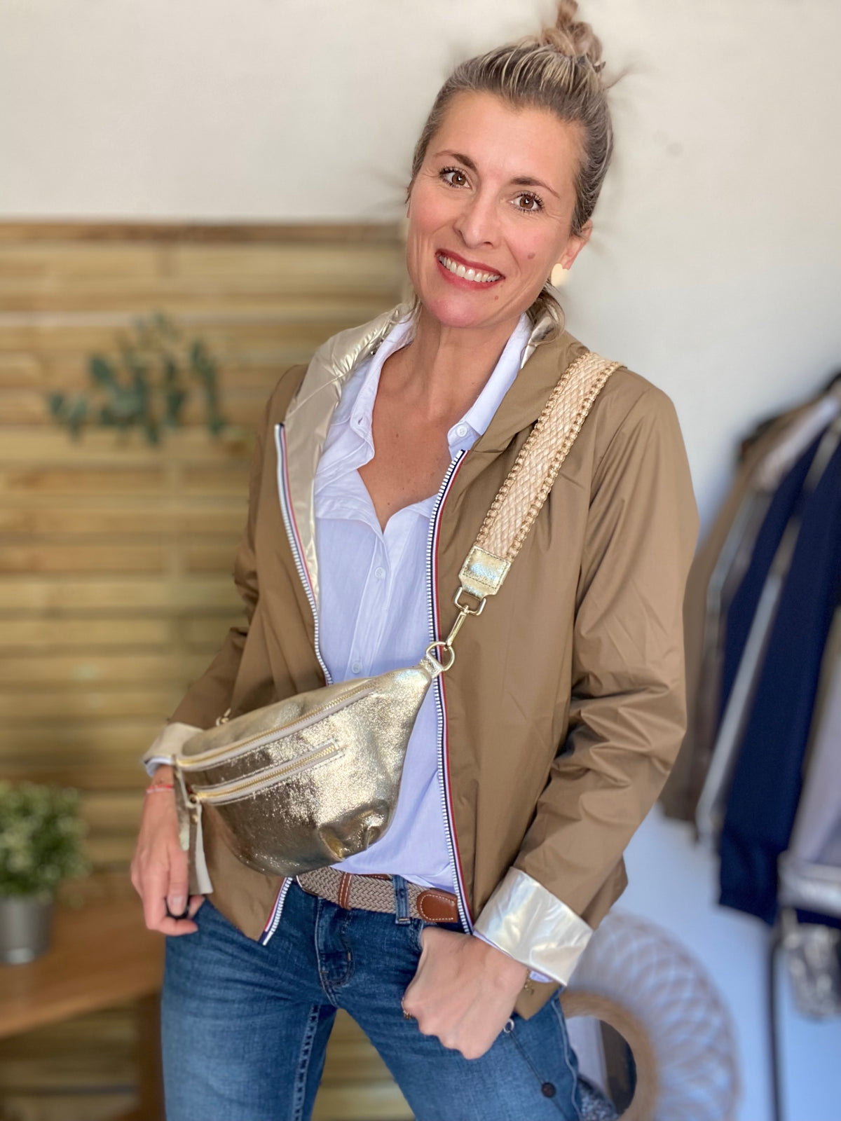 LAURA JO - Imperméable réversible GARANCE COURT léger - Camel/Doré